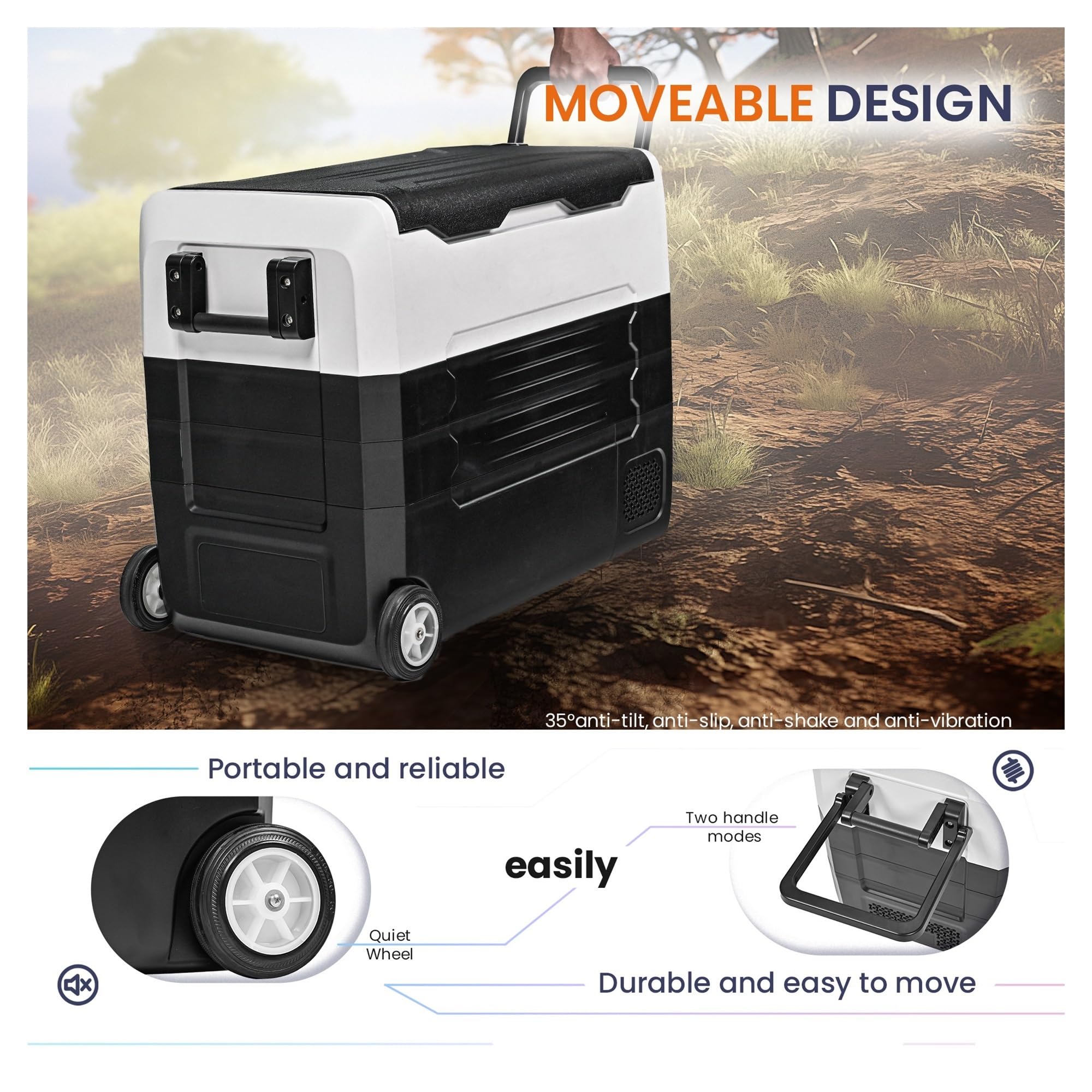 Refrigerador portátil for Coche de 12 V, 35/45/55 L, compresor, minicongelador, refrigerador, Caja de Hielo, Ideal for Acampar y Pescar.(CFA 55L)
