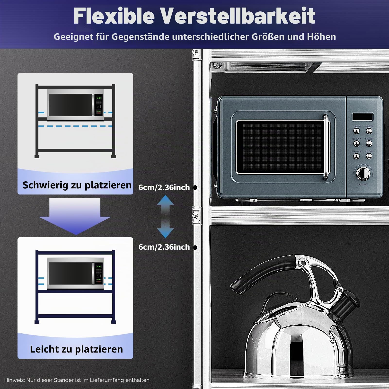3 Böden Küchenregal Edelstahl Gastro Regal Schwerlastregal 80x80x40cm Garagenregal, Werkstattregal oder Lagerregal/Steckregal Metall mit 50kg Tragkraft