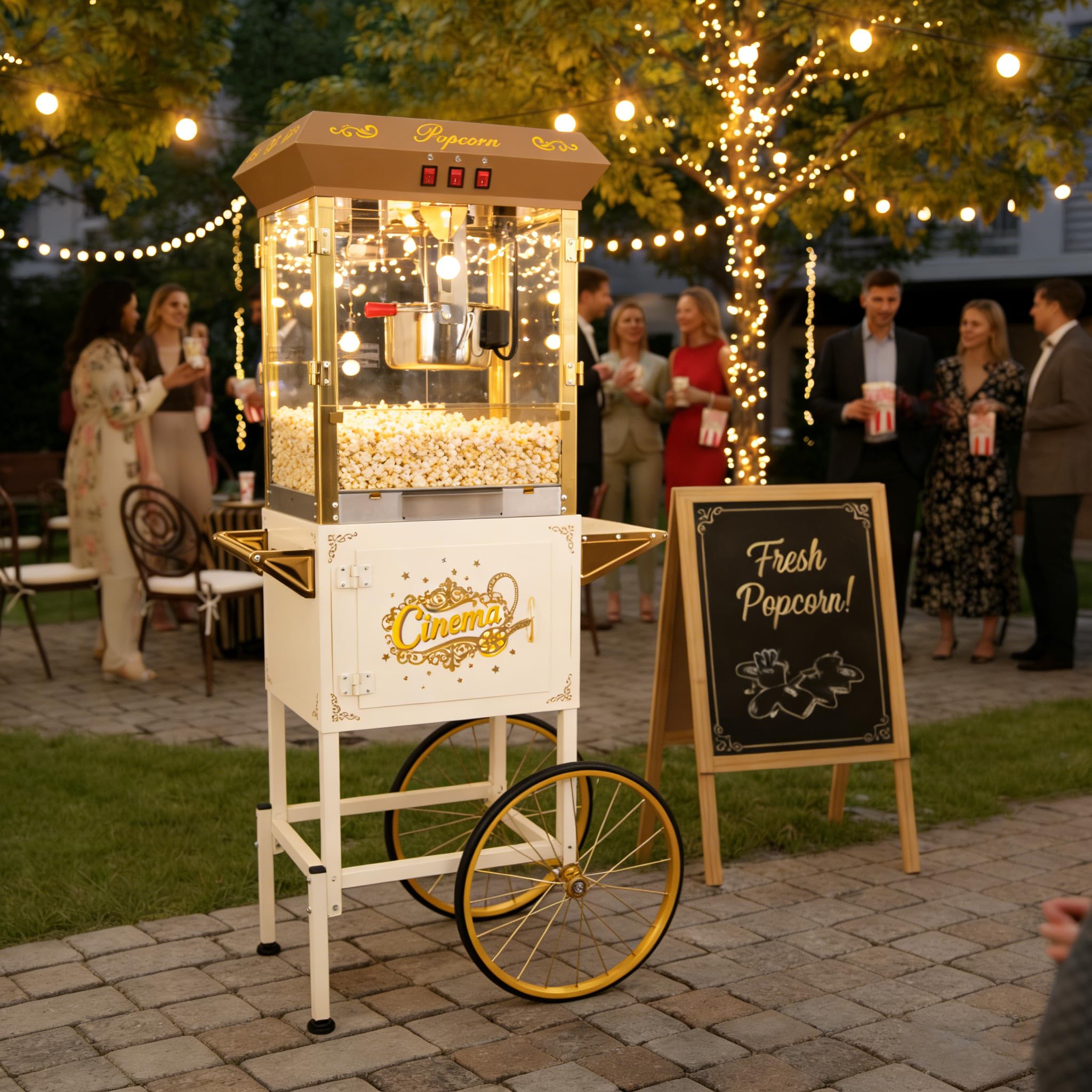 16 Oz Popcorn Machine with Cart for Home Party Office