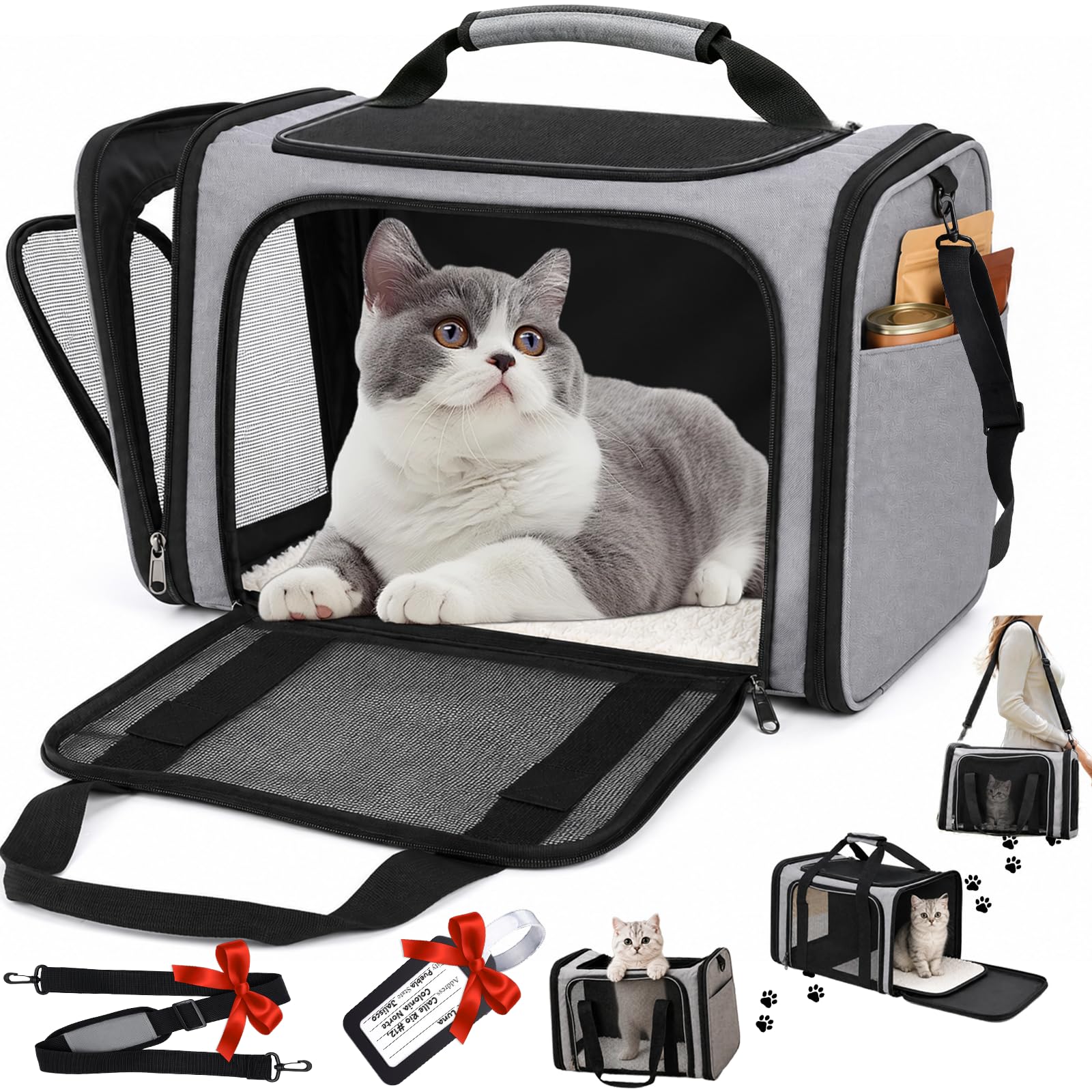 Transportadora para Gato y Perro, Bolsa de Mascotas Plegable Portátil