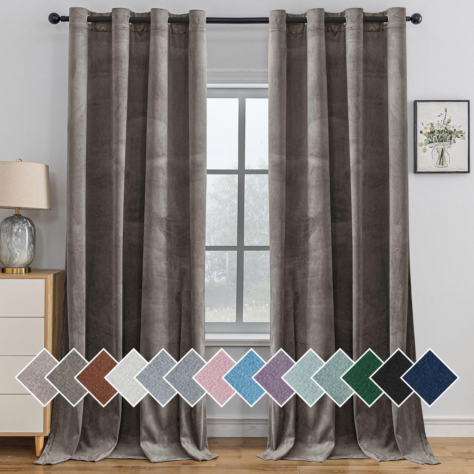 Ystyle Cortinas Salon Terciopelo 2 Piezas, 140×245 cm, Cortina Opacas Pesante con Ojales, Cortinas Termicas Aislantes Frio Y Calor, Cortina Modernas Dormitorio Habitacion Ventana, Camel Global Recycled Standard Global Recycled Standard Global Recycled Standard