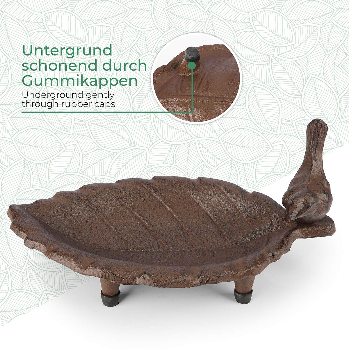 Abbeveratoio Per Uccelli In Ghisa - Resistente Alle Intemperie, 28x11cm, Per Giardino - Foto 9