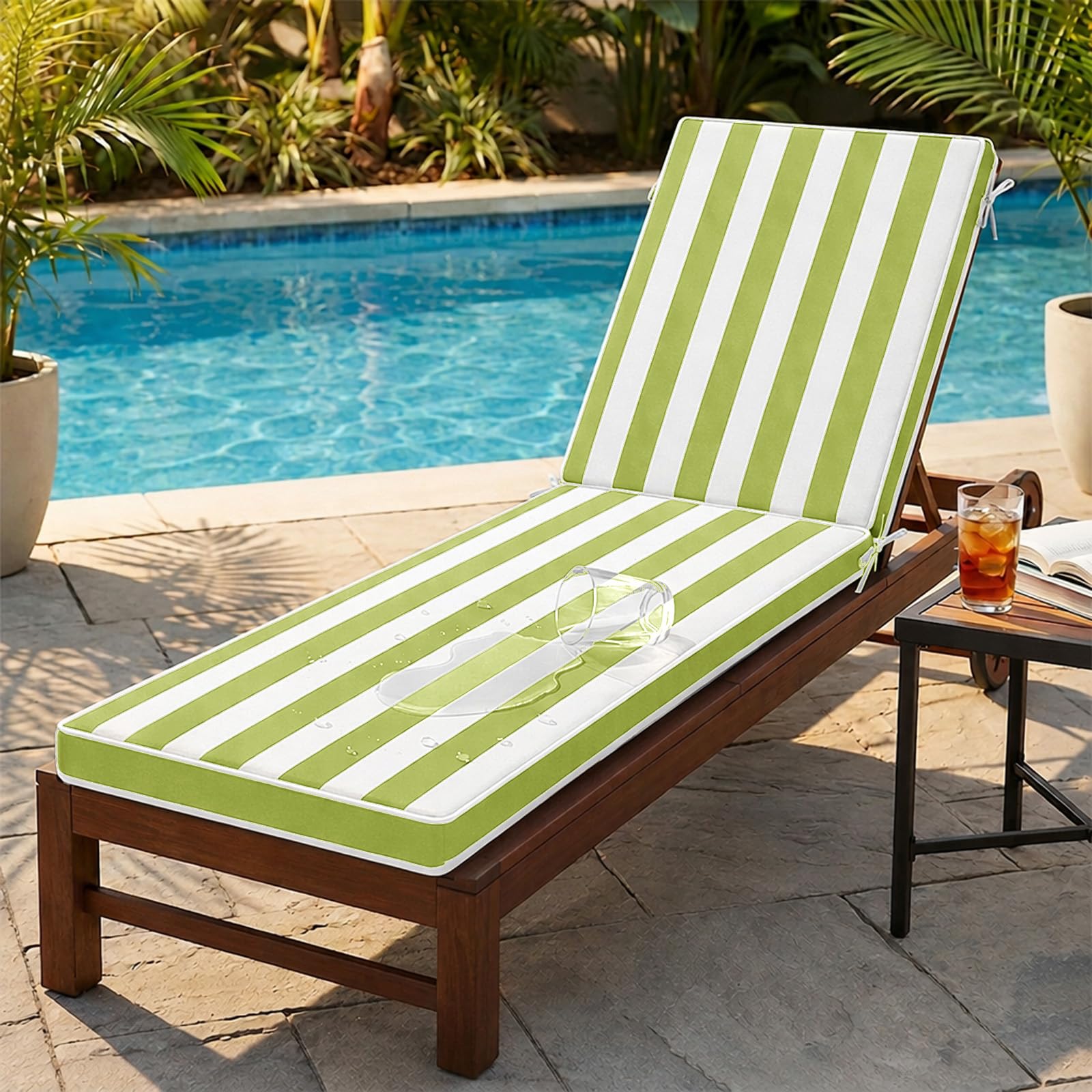 Garden Sun Lounger Cushions,Waterproof Thick Padded Sun Lounger Cushion