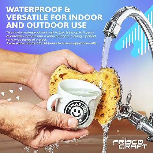 Miniatura 40 de Frisco Craft Vinilo permanente – Rollo adhesivo negro mate, impermeable y resistente a la intemperie, parte trasera de silicona, compatible