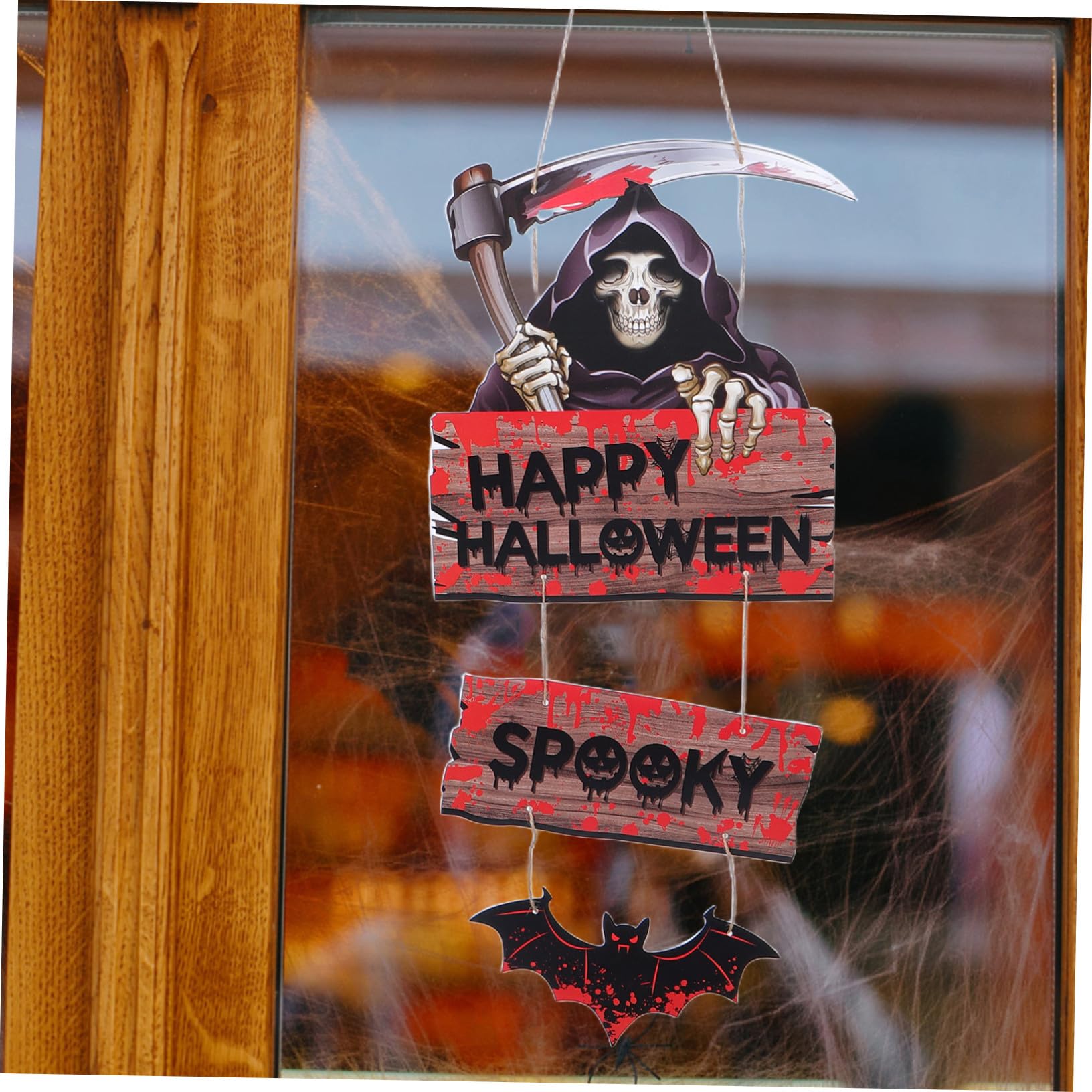 10 Pezzi Decorazioni di Halloween per Porte Interni Casa, Addobbi Riutilizzabili in Cartoncino Zucca Pipistrello Spirito, Facile Installazione per Festa Autunnale