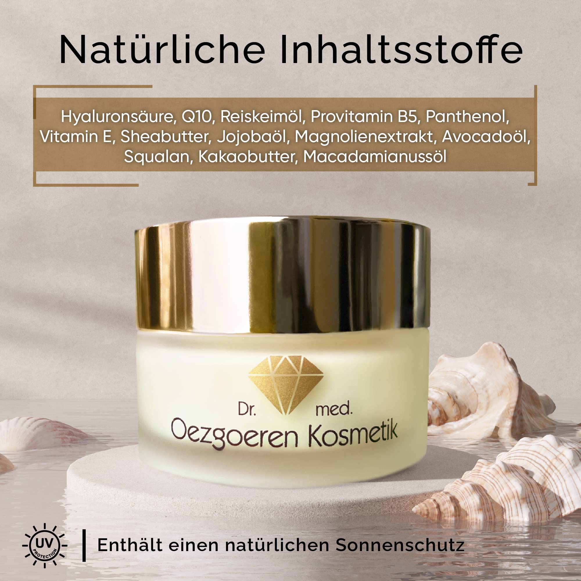 DR. OEZGOEREN KOSMETIK Hyaluronsäure-Creme mit Q10 – Anti-Aging Tages- & Nachtcreme, Hyaluron Feuchtigkeitscreme gegen Falten, UV-Schutz & vegane Gesichtscreme mit natürlichen Wirkstoffen