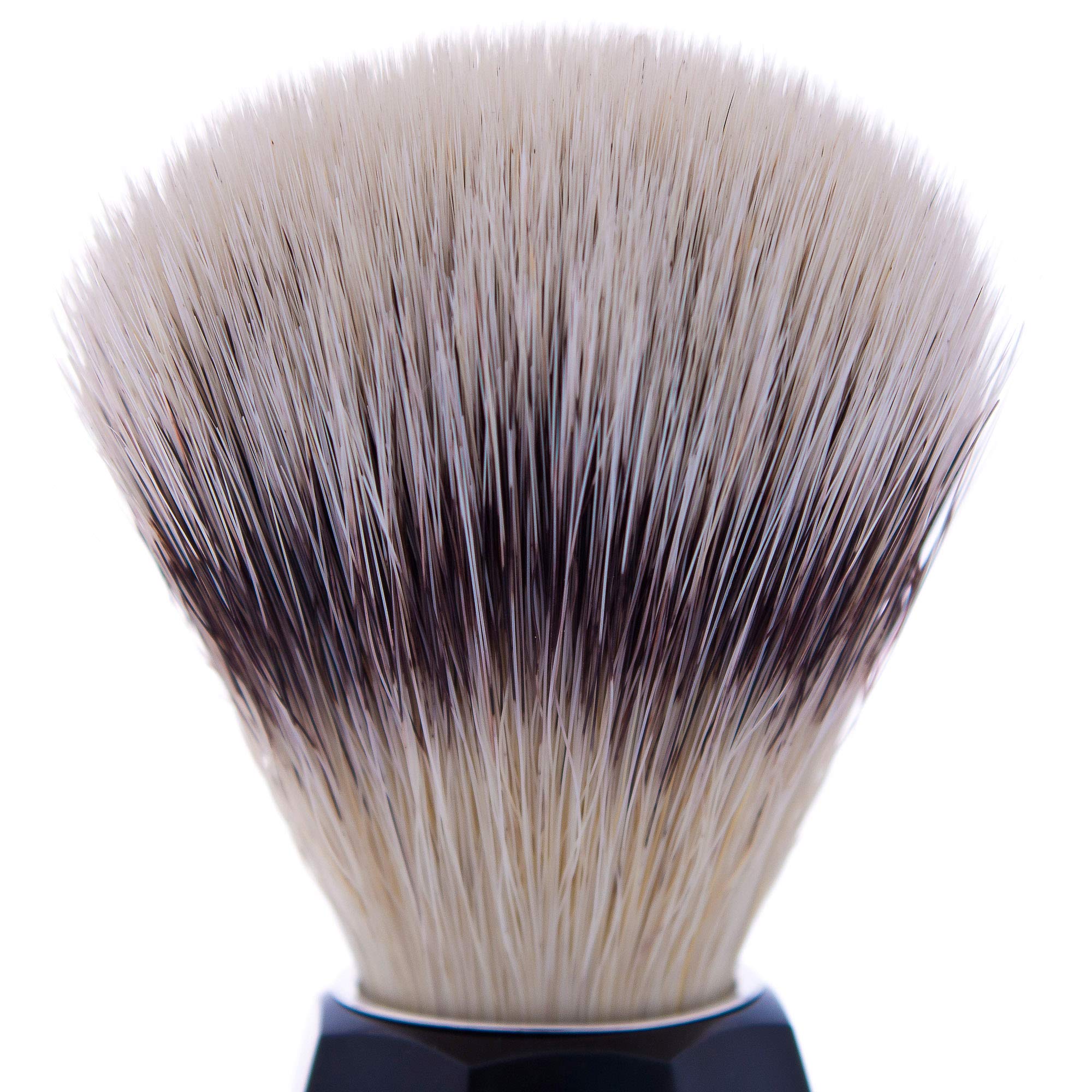 Plisson - Blaireau de Rasage Facettes, Blaireau Synthétique Fibre de Haute Qualité - Manche Noir en Acétate - Taille 12 Standard - Confort et Douceur - Fabrication Française