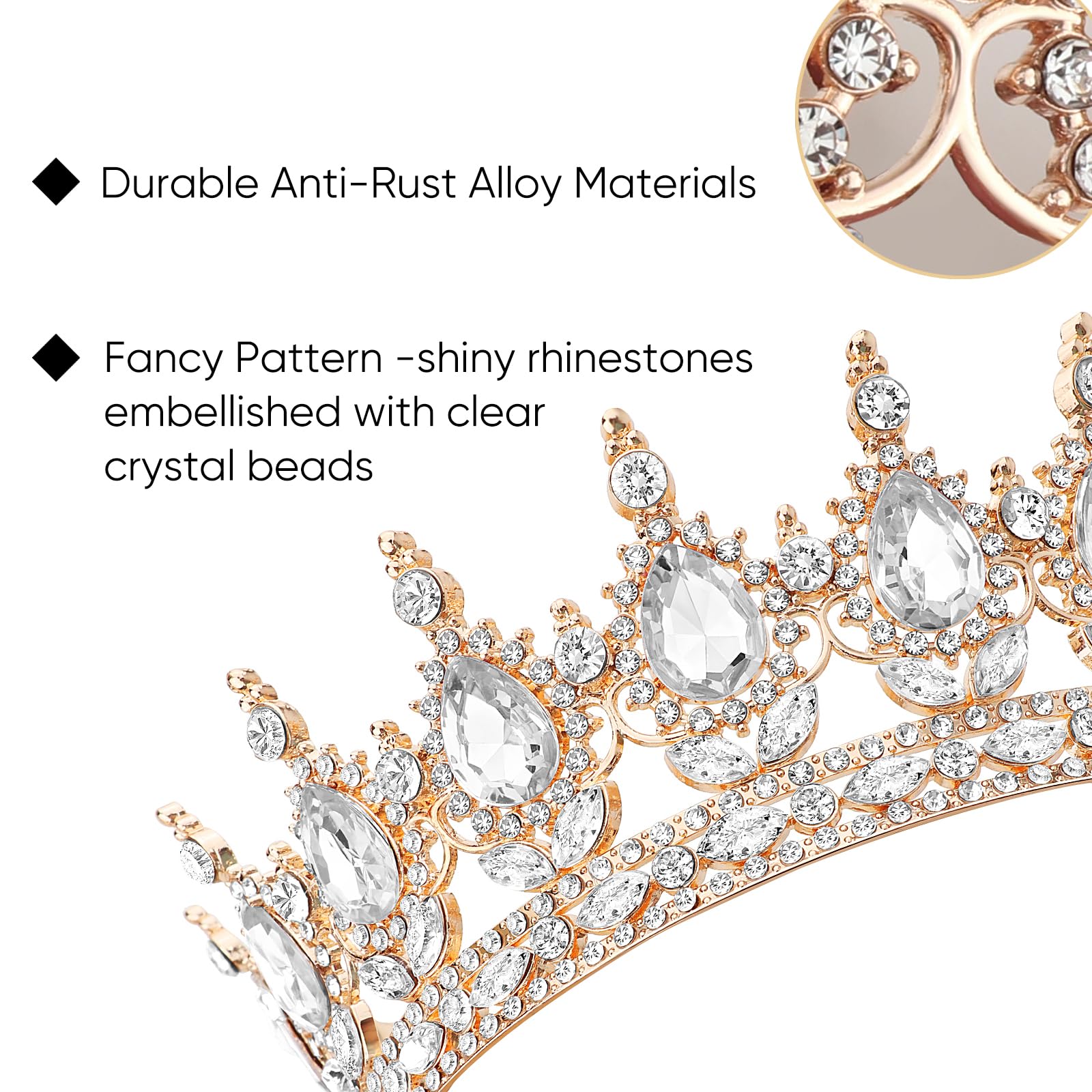 DRESHOW Tiara Redonda Corona Redonda Completa Reina de Cristal Tiaras Barrocas Diamantes de Imitación Brillantes para Niñas y Mujeres Boda Fiesta de Cumpleaños