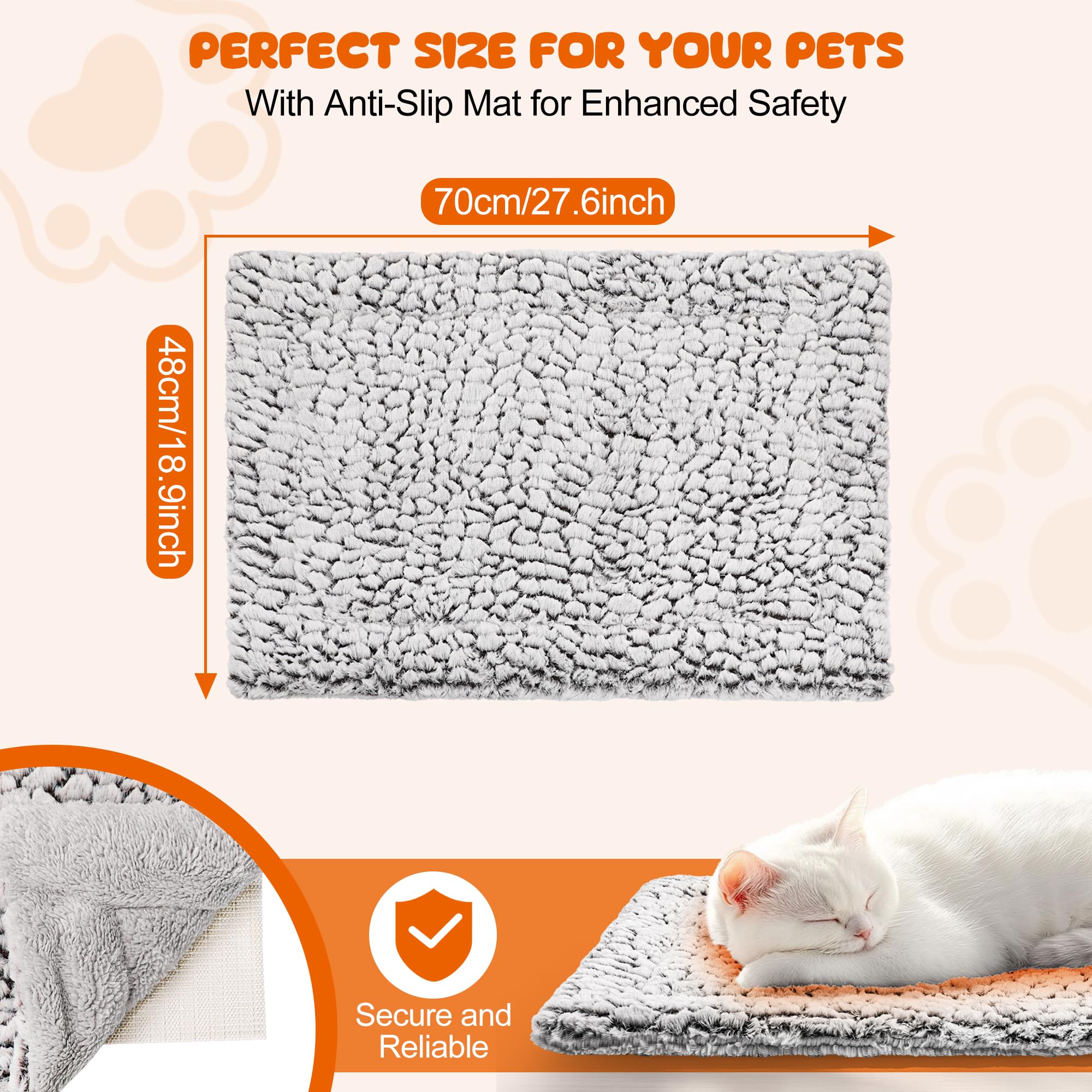 Selbstheizende Katzendecke 70 x 48 cm, Heizdecke für Katzen und Hunde, Haustier Heizkissen, Katzen Wärmedecke, Selbstwärmende Decke, rutschfest, Flauschig & Weich für Innen und Außen Waschbar