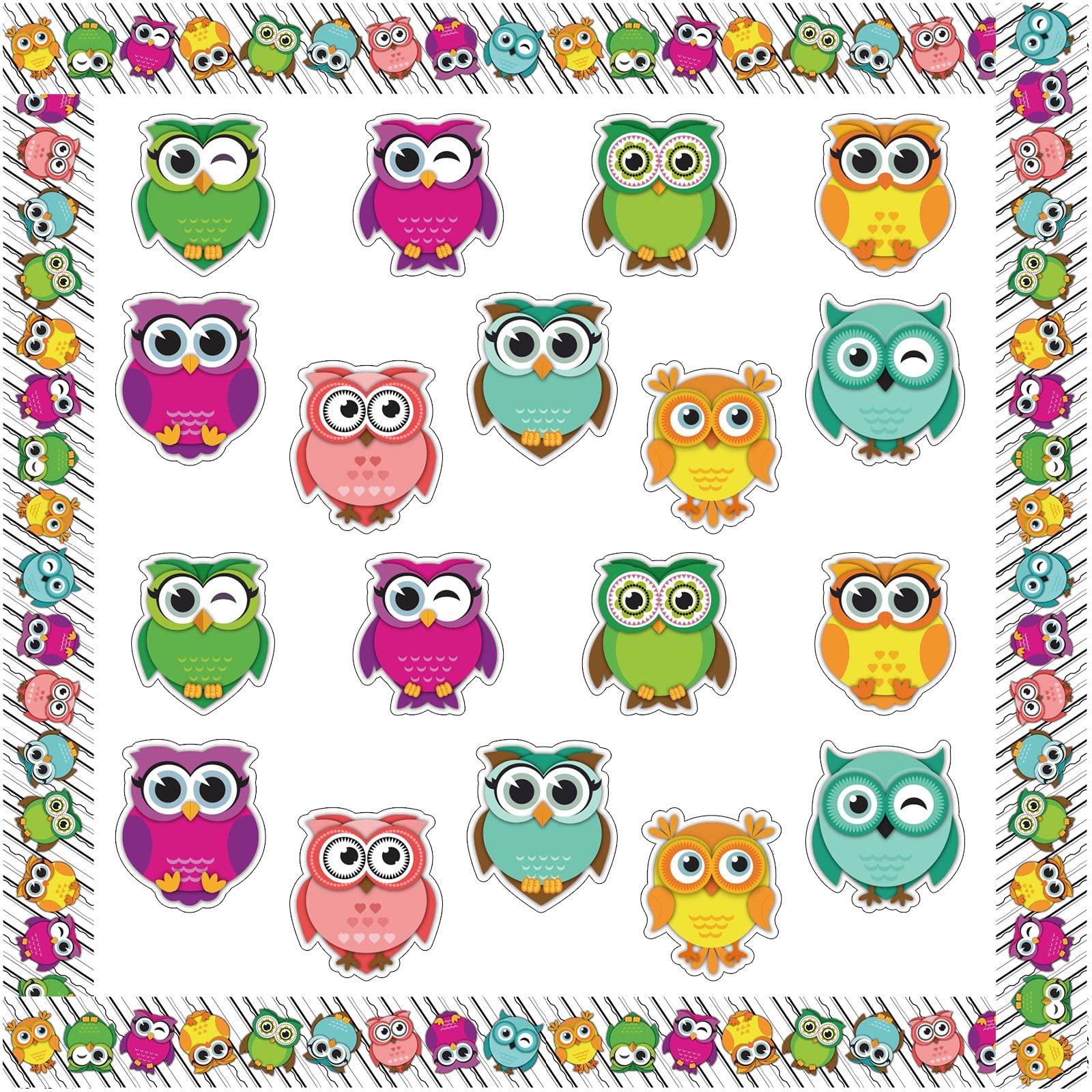Buy 72 Pieces Colorful Owls Cutouts Mix Owl Cutouts Owls Rolled Border Owl Bulletin Board