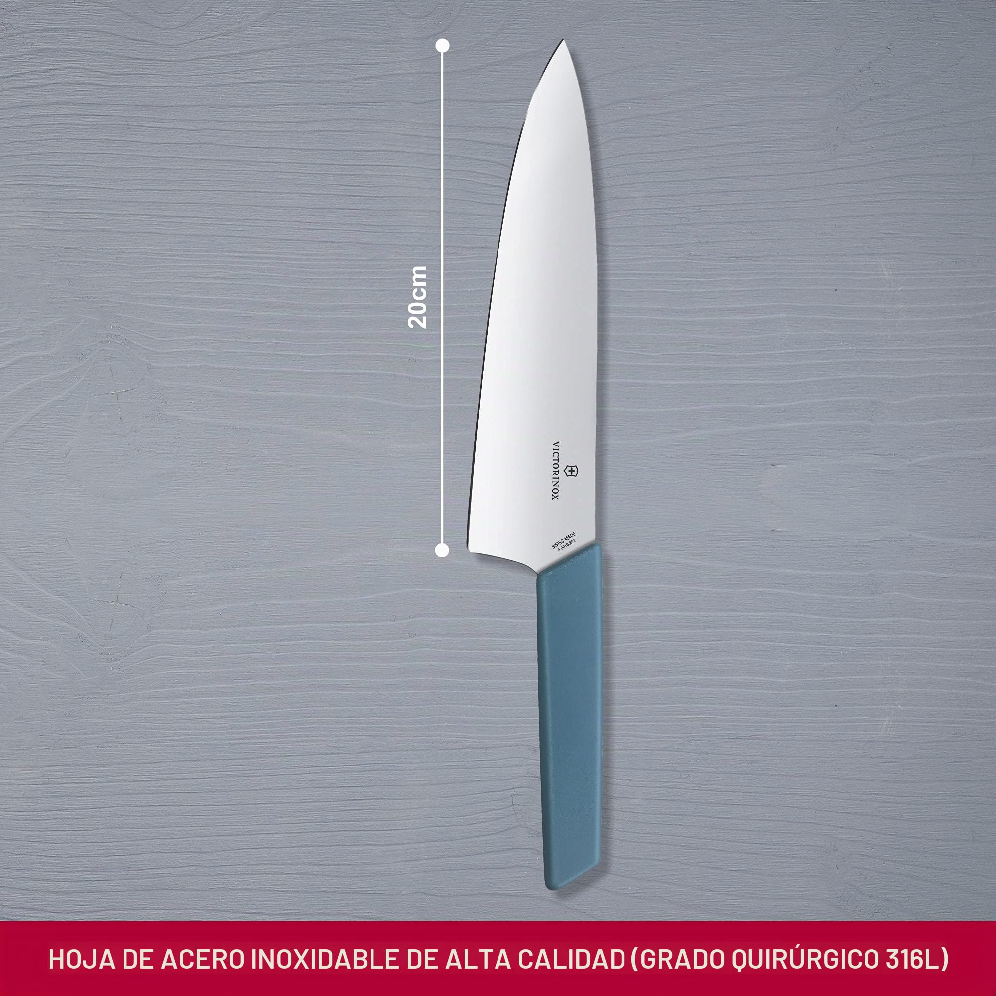 Victorinox Swiss Modern Cuchillo de trinchar, filo recto, hoja extra ancha, acero, color azul