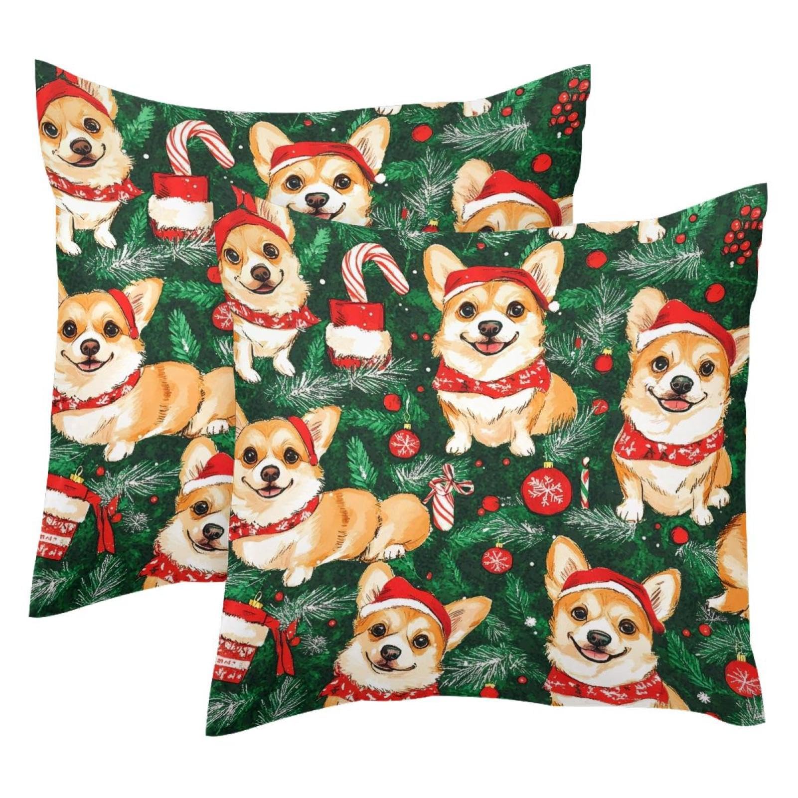 Housses de coussin de qualité supérieure en velours double face motif Corgi