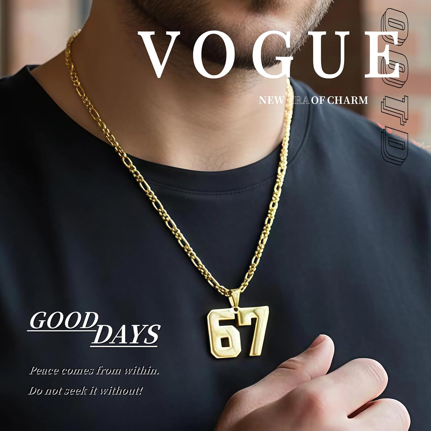 Number 67 Necklace,Football Baseball Basketball Personalized Sports Star Stainless Steel Gold Digital Pendant Men's Necklace, Sports Trend Commemorative Lucky Number 67 Jewelry Gift - Image 5