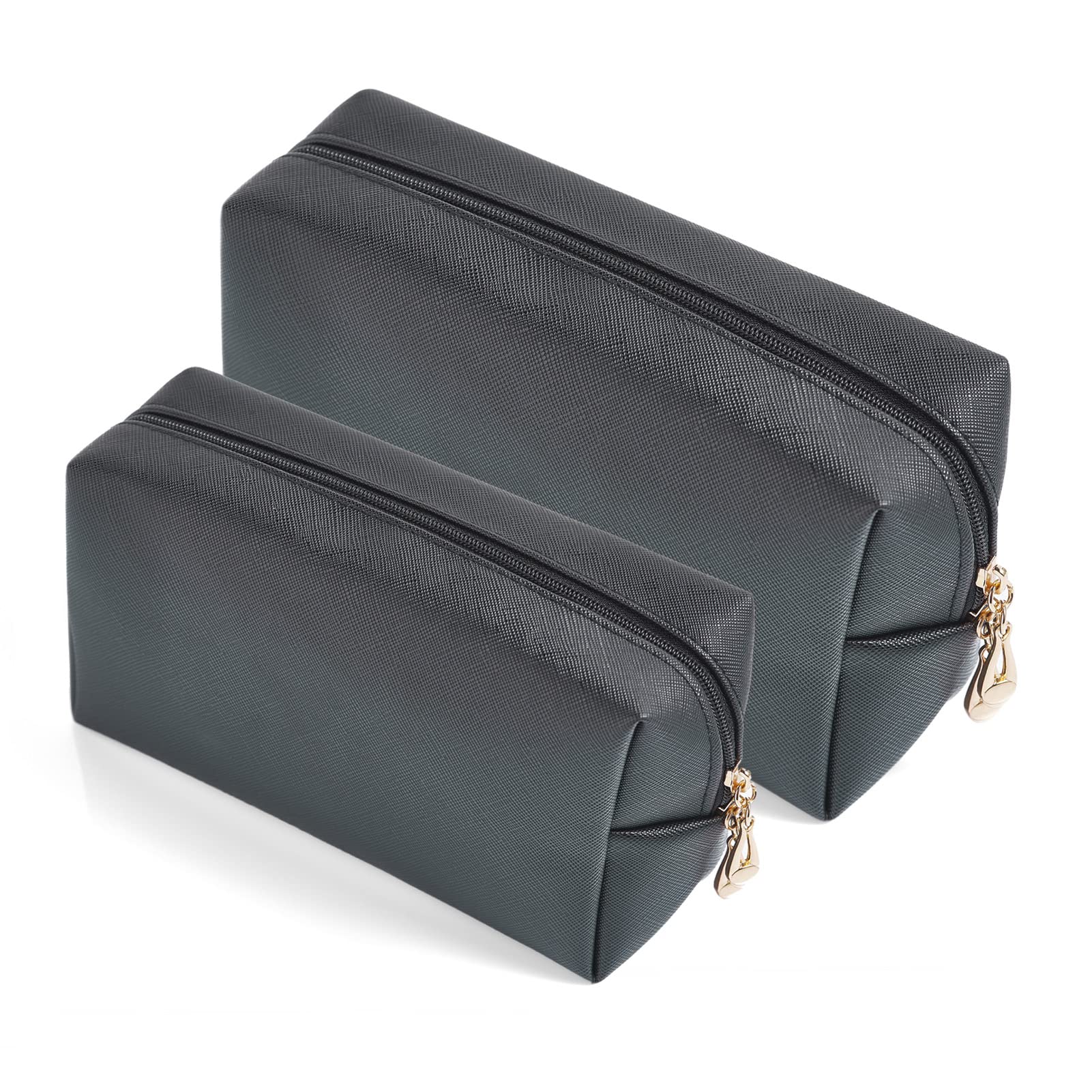 2pcc set PU Leather Cosmetic Bag for Women Minimalism Makeup Bag for Daily Use Portable Storage Purse Small Neat Cosmetic Pouch Water-resistant