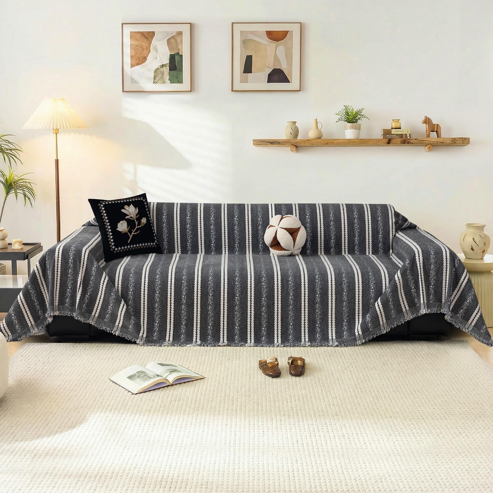 GKXLH Sofa Cover Washable - New Soft 800gsm Chenille Sofa Covers 2 3 4 Seater, Non Slip Love Seat Sofa Slipcovers, Couch Covers for Sectional Sofa, Couch Cover for Pet Furniture Protector (180x380cm)