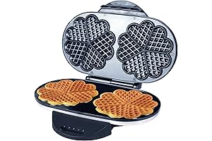 ZZ Heart Waffle Maker with Non-Stick Plate 1200W, Black/Silver - The Ultimate Thin Waffle-Making Companion