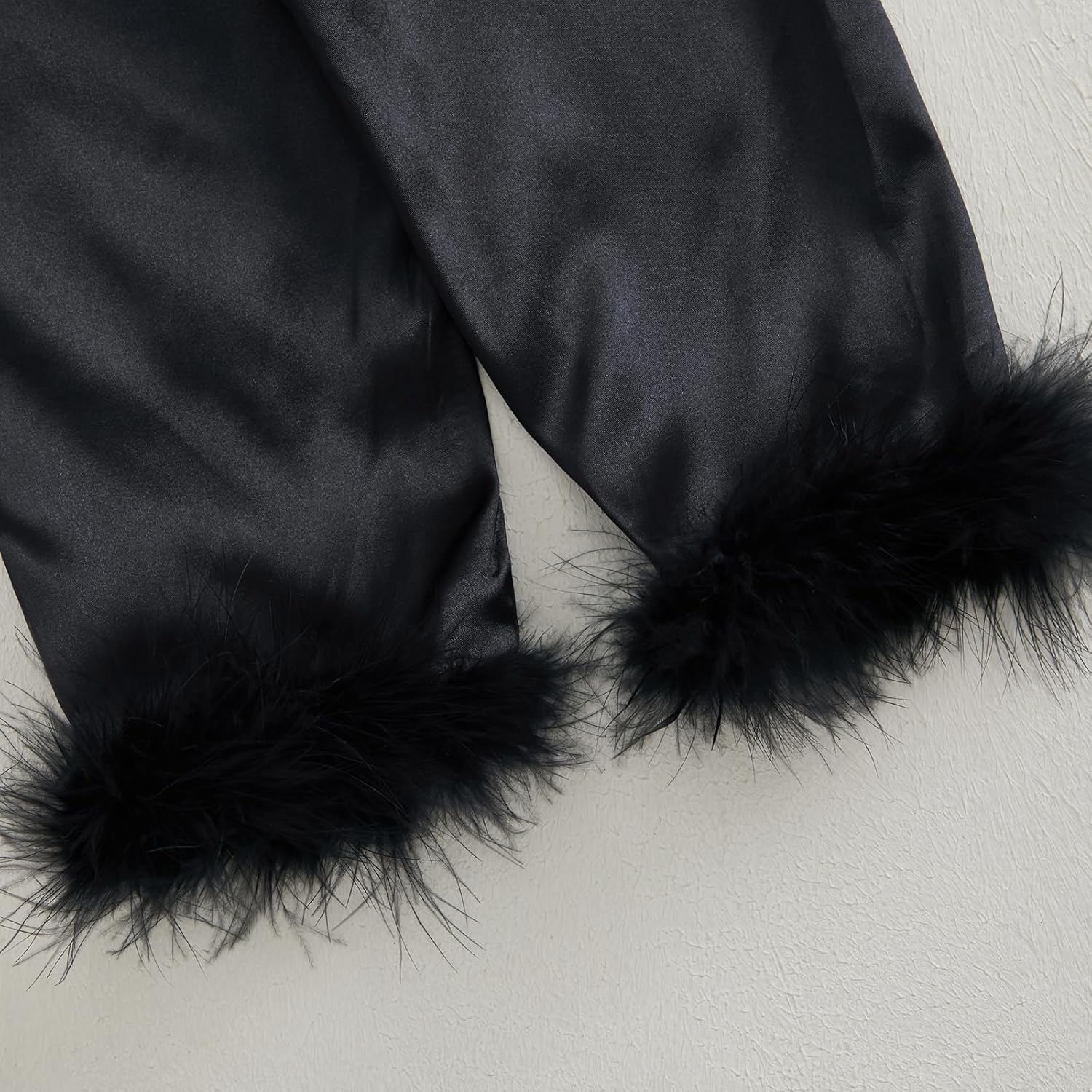 Toddler Baby Girl Satin Pajamas Set Fuzzy Trim Button Down Sleep Shirt Top Pants Bottoms Sleepwear Loungewear Set - Image 7