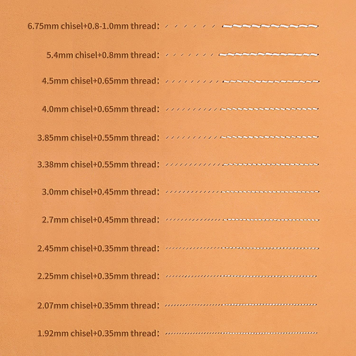 WUTA Strumento di punzonatura in pelle stile francese, strumento di punteggiatura in pelle, professionale affilato set (Obverse 3.0mm 2+8)