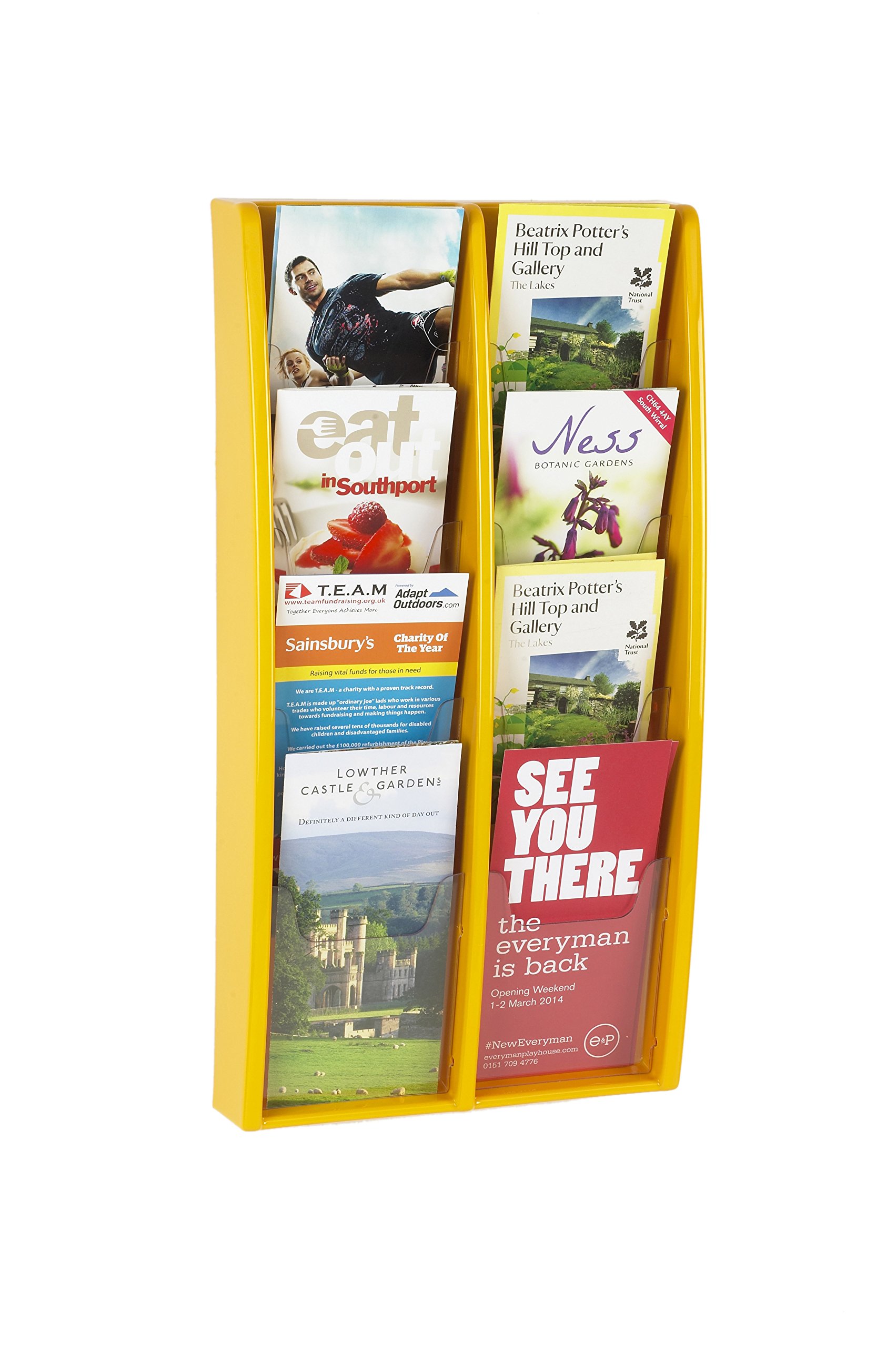 Trim Multimax Yellow Wall Mounted Leaflet Dispenser - 8 X 1/3 A4 (Dl) Pockets (Yellow)
