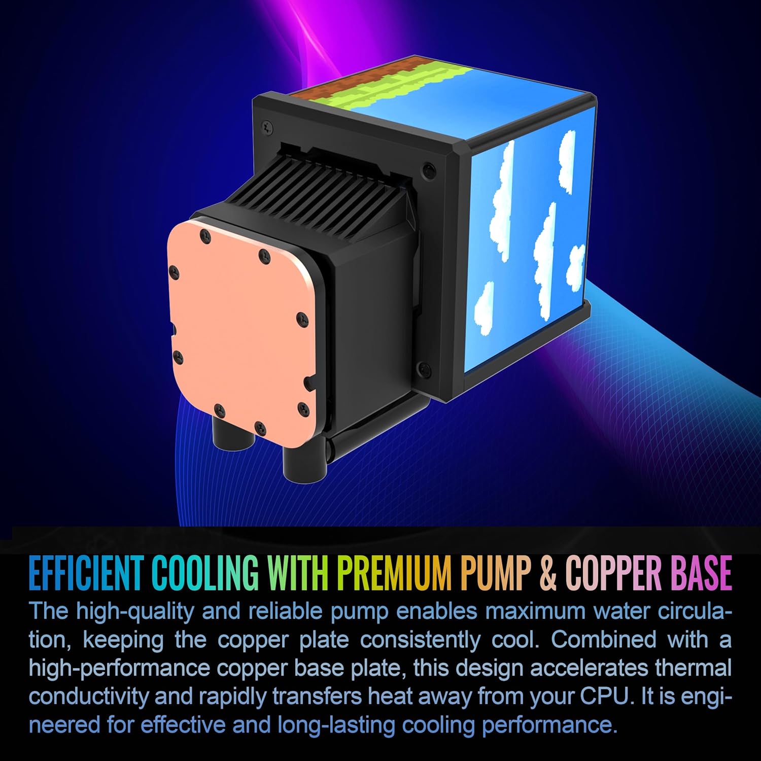 Thermaltake MINECUBE 360 Ultra CPU Liquid Cooler; Intel/AMD Compatible; 3x120mm 500~2000rpm SWAFAN EX ARGB; MAGForce 2.0. 4X 3.95 TFT LCD Screens; Swappable Fan Blades; Black; CL-W481-PL12SW-A