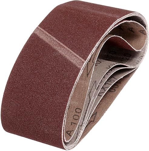 Miniatura 54 de HARFINGTON 3 correas de lijado de 18 pulgadas, 12 unidades de 60 granos de óxido de aluminio abrasivo de lijadora para carpintería, pulido de metal,