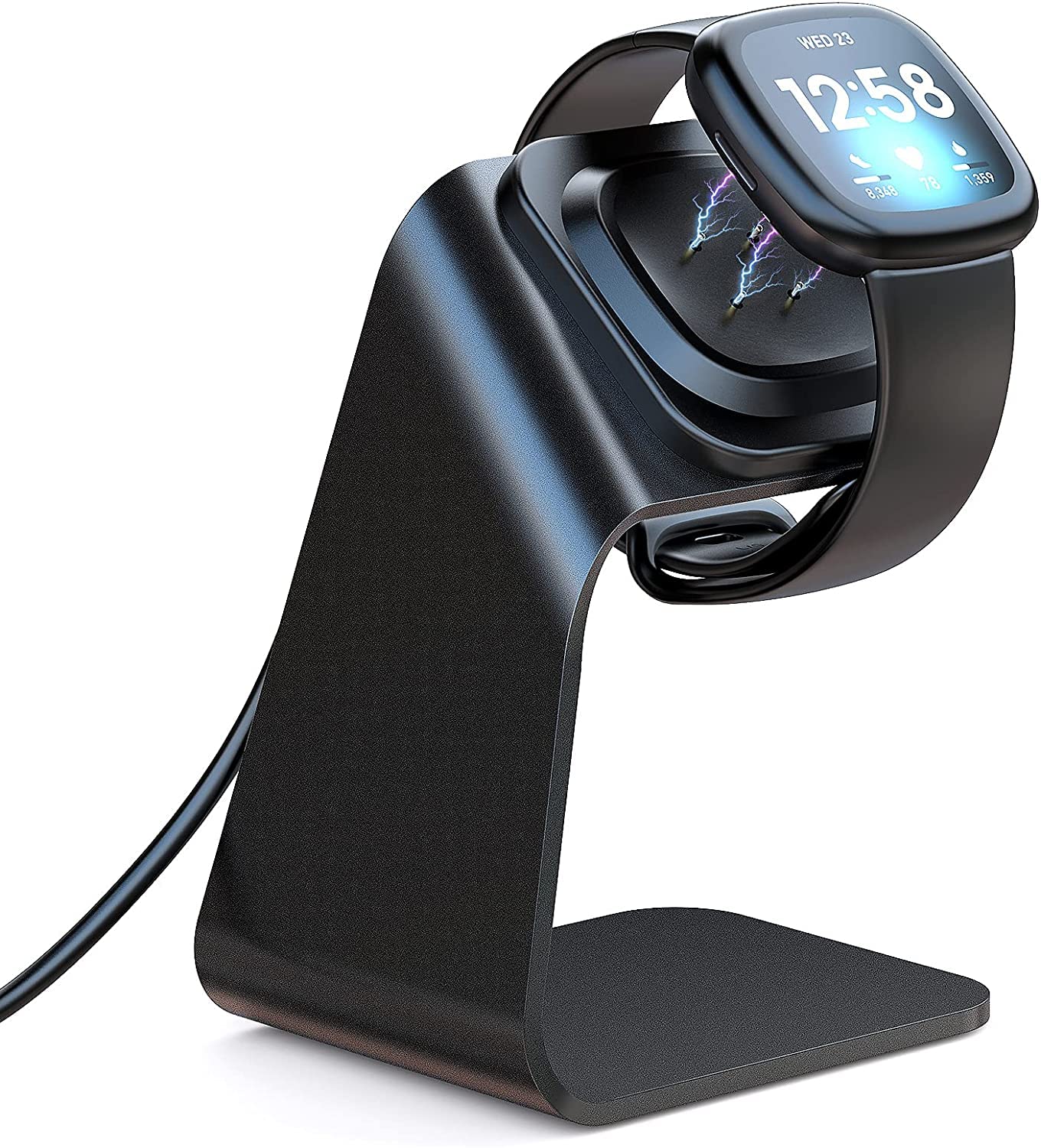 Zitel® Charger Stand Compatible with Fitbit Sense/Versa 3 Charging Cable Premium Aluminum Charger Dock - Black-picture-11