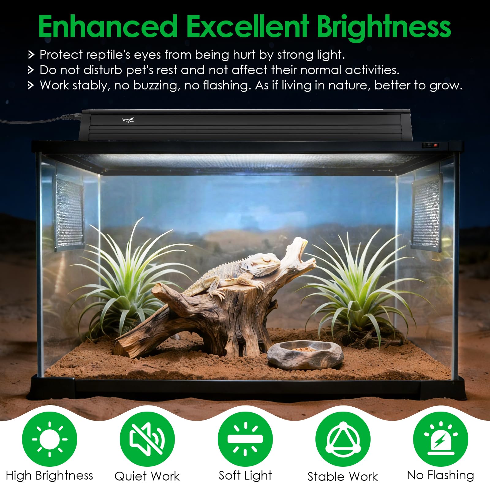 UVB Light for Reptiles Bearded Dragon, T5 UVB Reptile Light Fixture HO UVB Bulb Lighting Combo Kit 10.0 24W UVA UVB Reptile Light Bulb Terrarium Lamp Tube Bar for Snake Gecko Turtle Lizard, 22 Inch - image 4