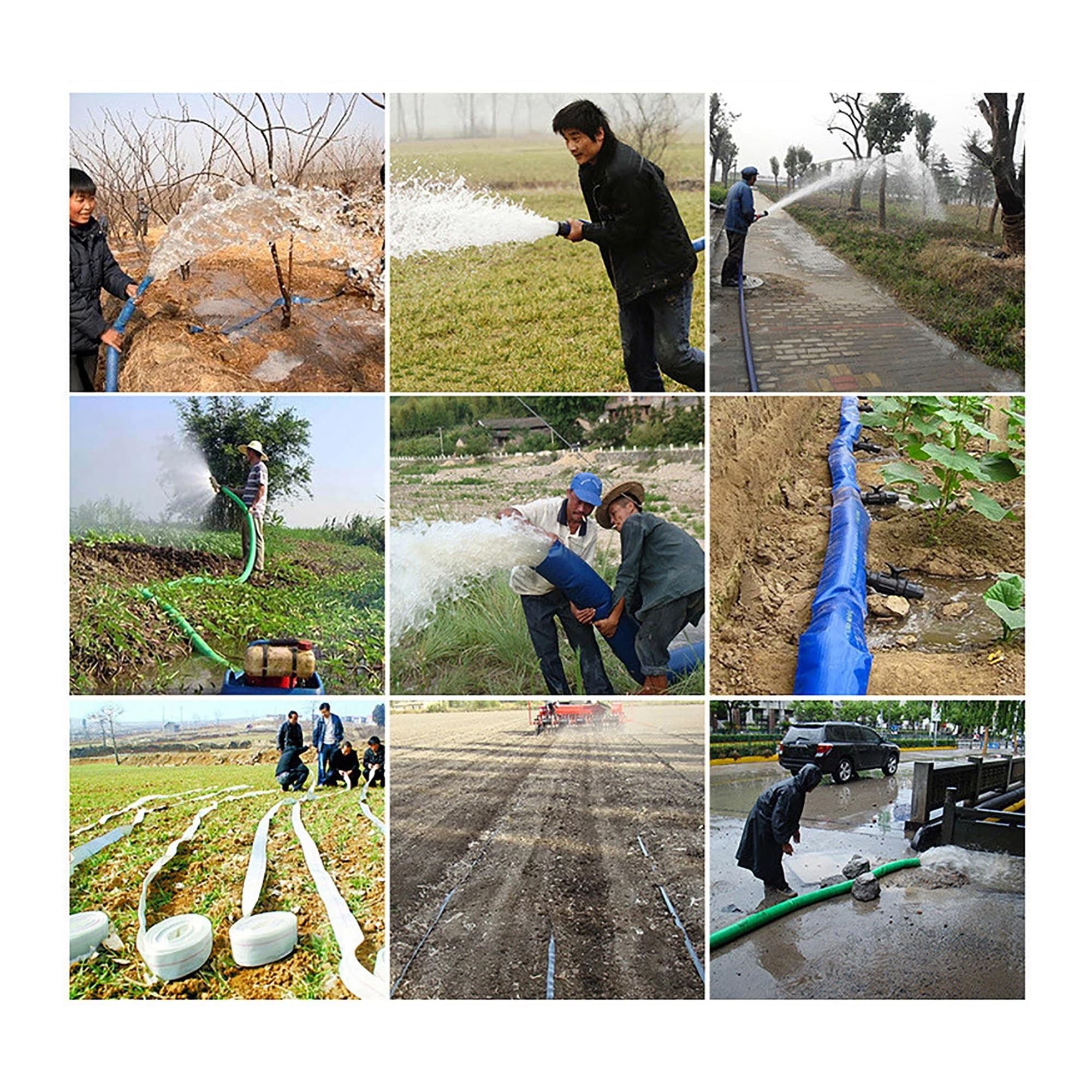 Manguera de jardín, manguera extensible retráctil Manguera de riego for jardín, huerto, tierras de cultivo, paisajismo, riego, ropa, manguera azul de riego(2inch(50mm))