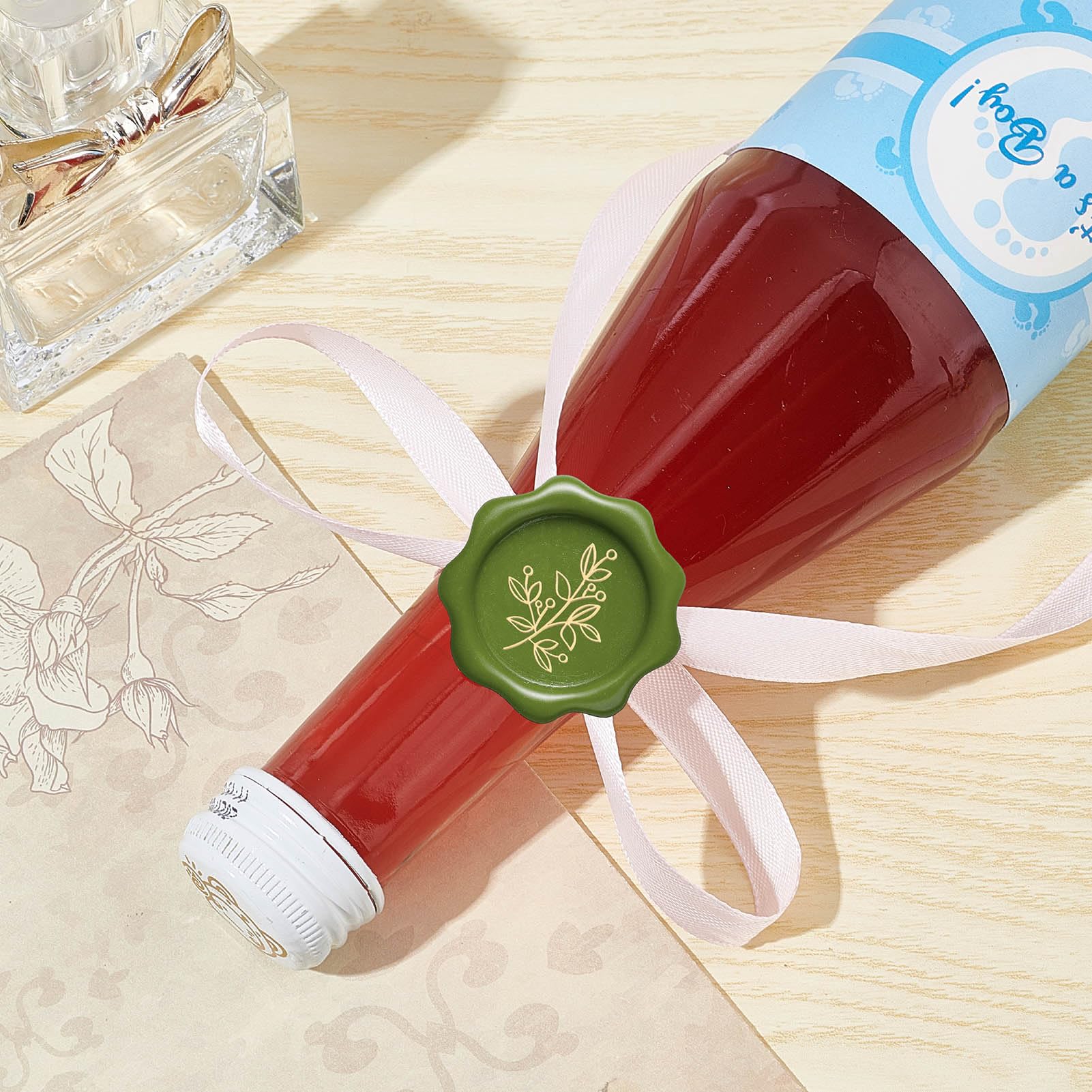 CRASPIRE Wax Seal Stamp Artisjok Bloem, Vintage Sealing Stamp 25mm Vervangbare Messing Hoofd met Houten Handvat voor Envelop Kaarten Craft Bruiloft Decoratie