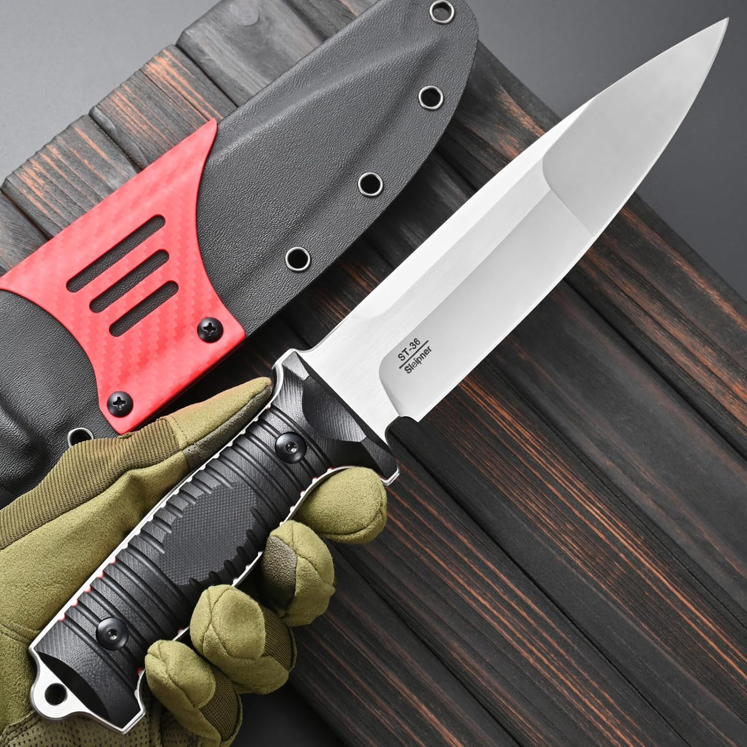Sitivien ST36 Fixed Blade Knife 7mm Thick Sleipner Brushed Steel Blade Two Tone G10 Handle Full Tang EDC Fixed Knifes for Outdoor Camping Hunting Working(Silver)