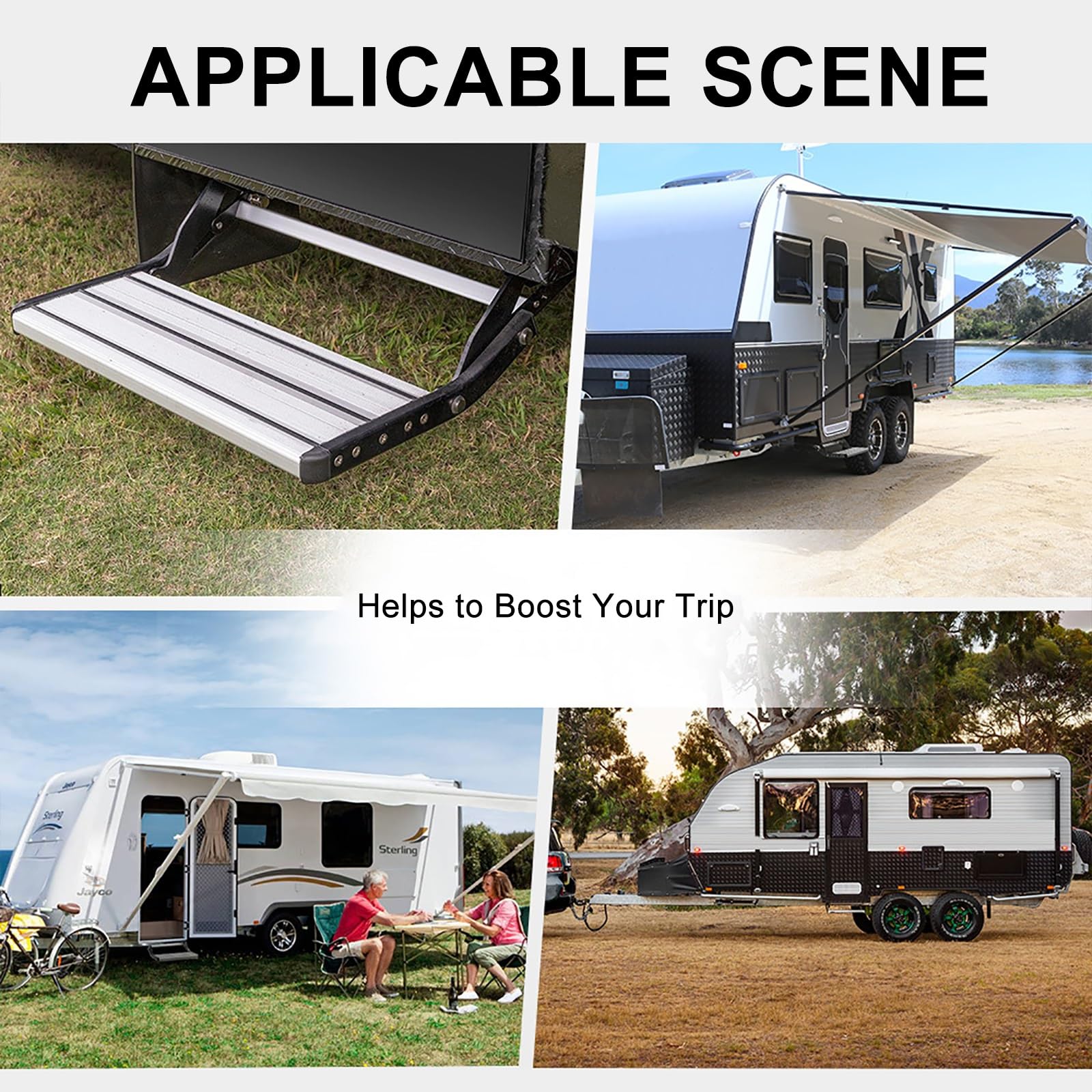 Pasos para Autocaravanas, Montaje Manual Único De Escalones para Vehículos Recreativos, Escaleras Plegables De Aleación De Aluminio, Taburete para Casas Móviles Al Aire L,