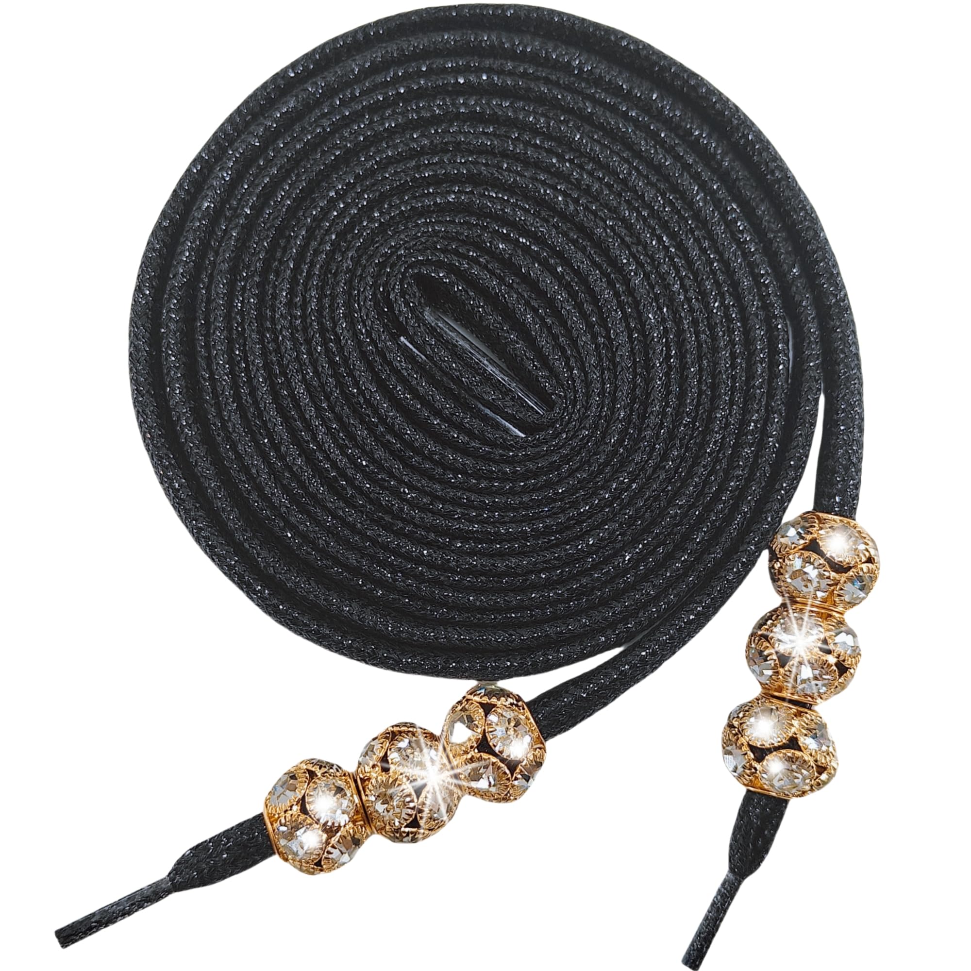 QUEEN SCHWAN,Flat Glitter Shoelaces with Sparkly Charms,for Women & Girls,Perfect for Sneakers & Boots