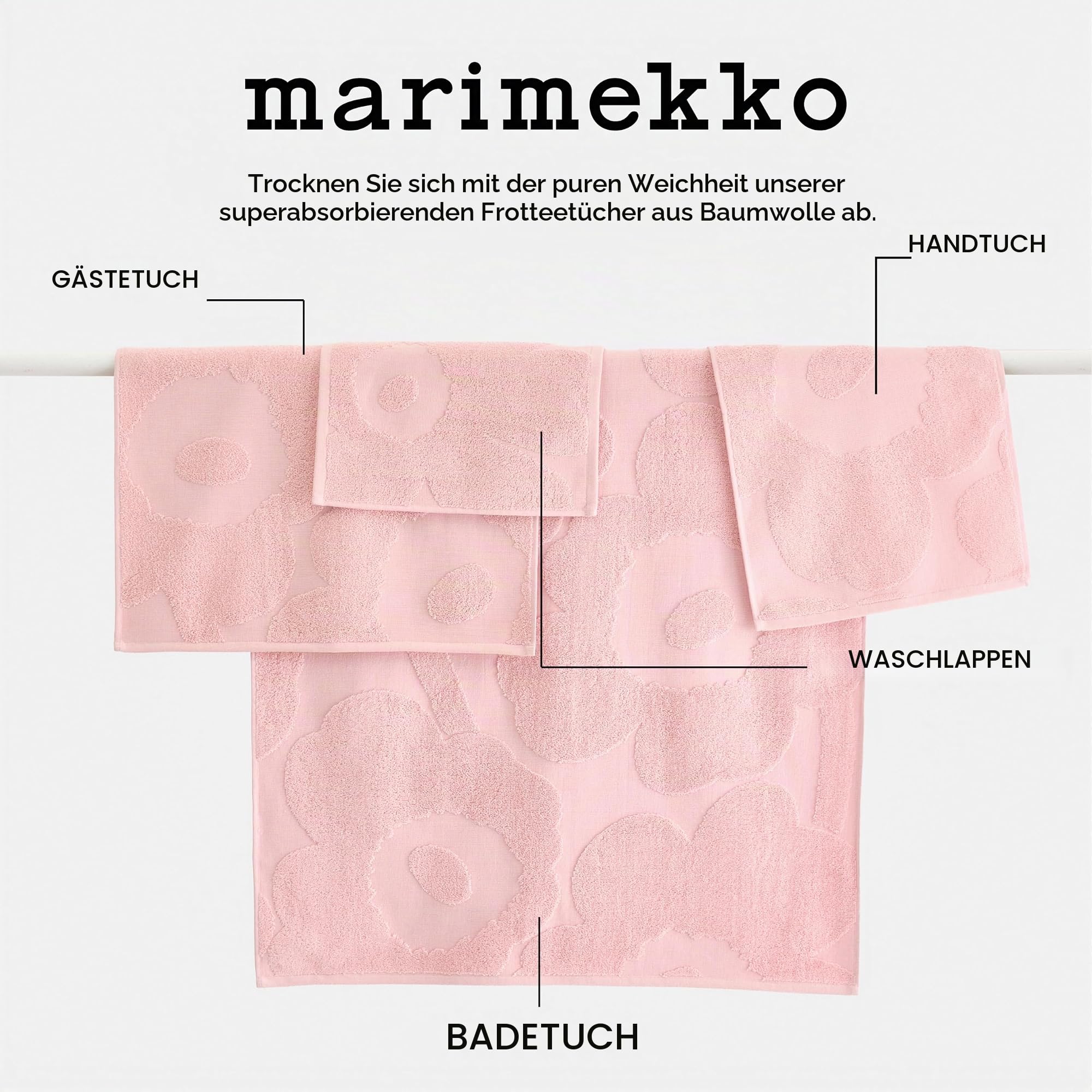MARIMEKKO Unikko Frottee Handtuch (Anthrazit) - Blumenmuster Handtücher - 71,1 x 50,8 cm
