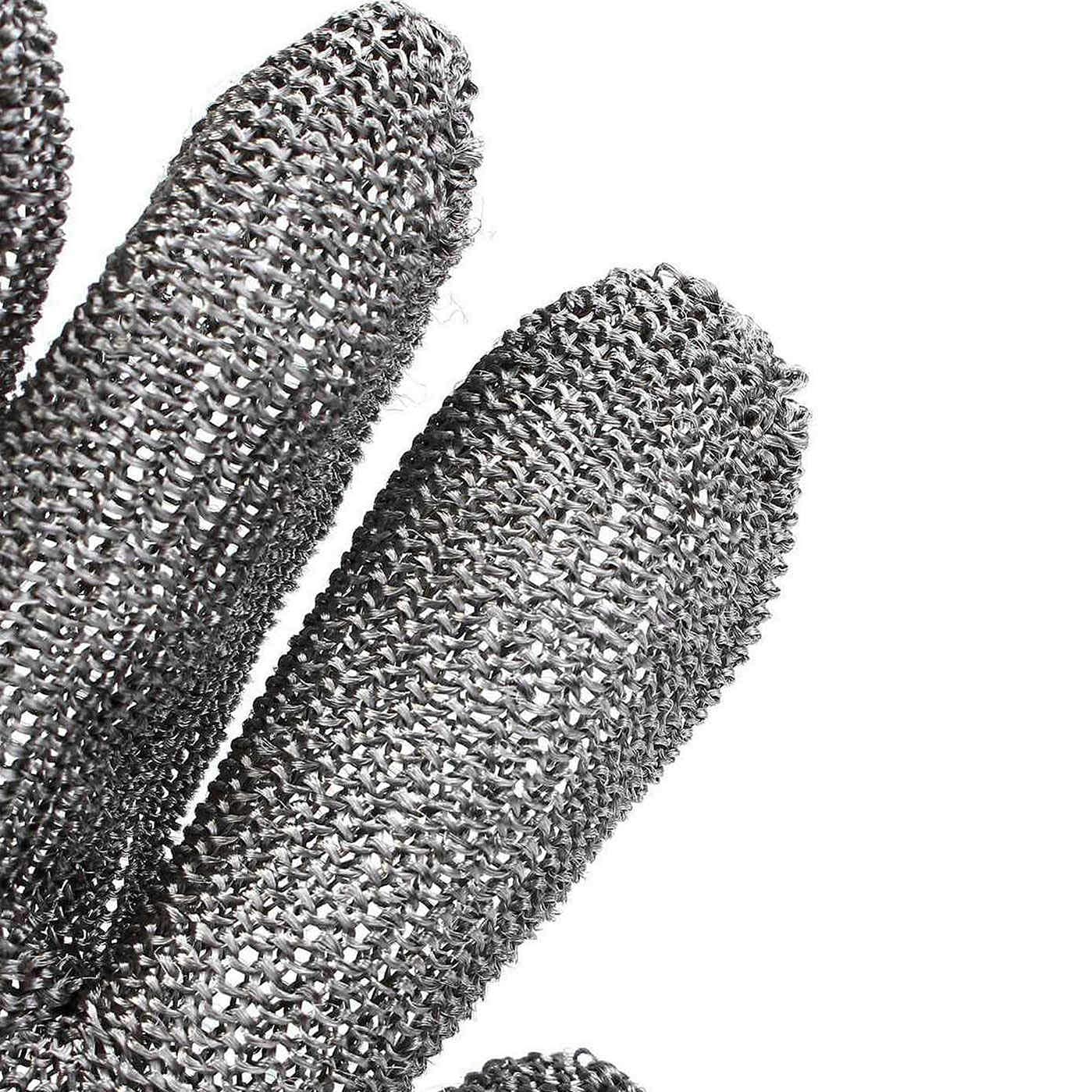 Gants anti-coupures, Gants de travail Gant de boucher en fil d'acier inoxydable Protection de niveau 5 haute performance (1 paire) Gants en fil de boucher en maille métallique,XXL