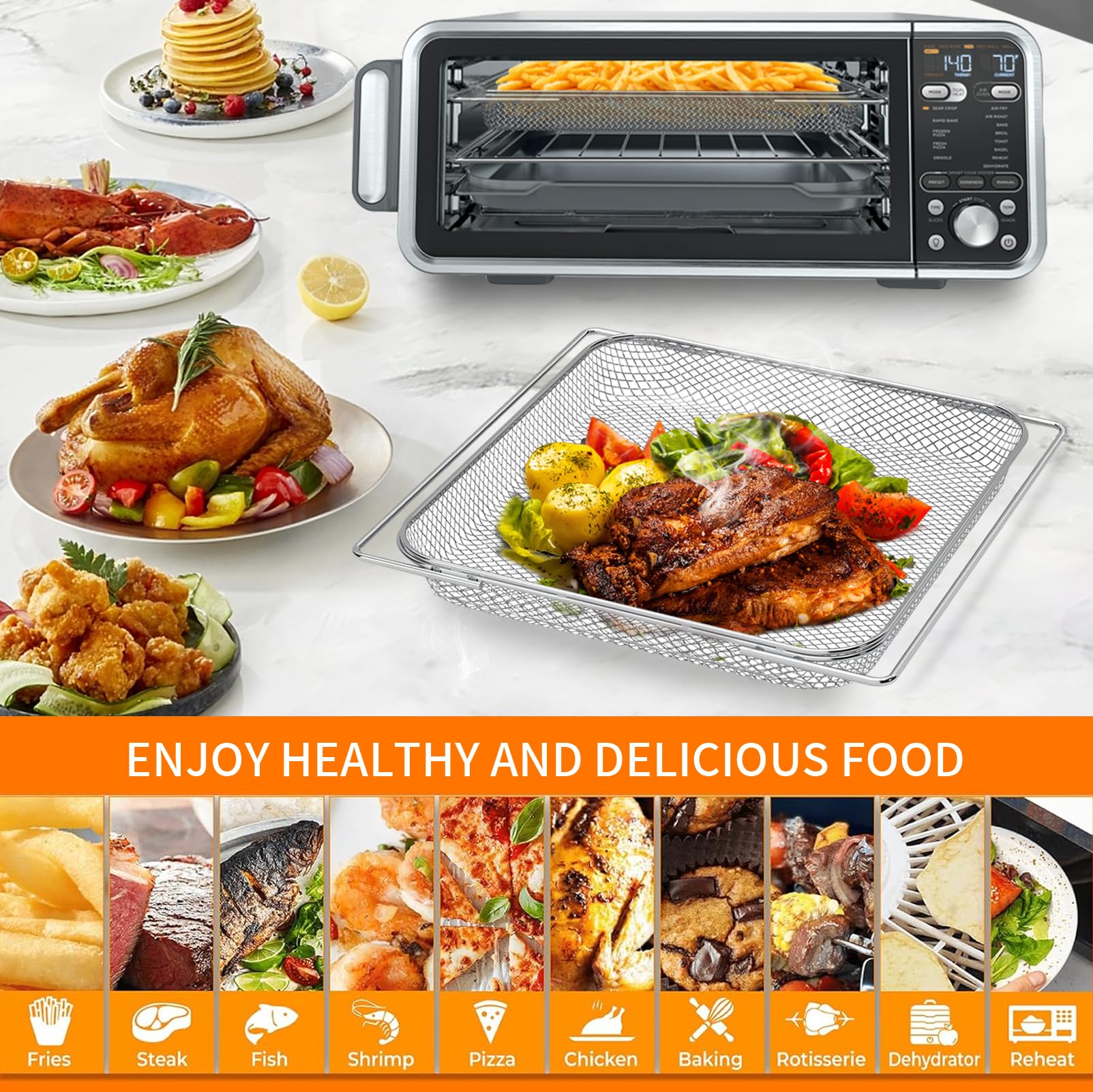 7-Pieces Air Fryer Oven Accessories Kit For Multi Brands, Rotisseries Drum| Baking Rack| Air - View #5
