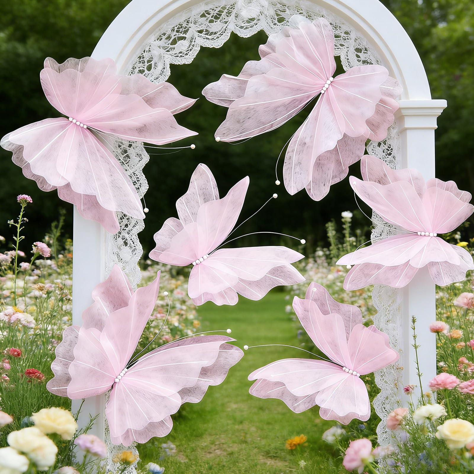 Photo 1 of SUNBEAUTY 3D Large Pink Butterfly Decorations, Mariposas Grandes para Decoracion 20 Inch, 16 Inch Giant Hanging Butterflies for Baby Shower Birthday Wall Spring Summer Decor for Girls, Women 6pcs