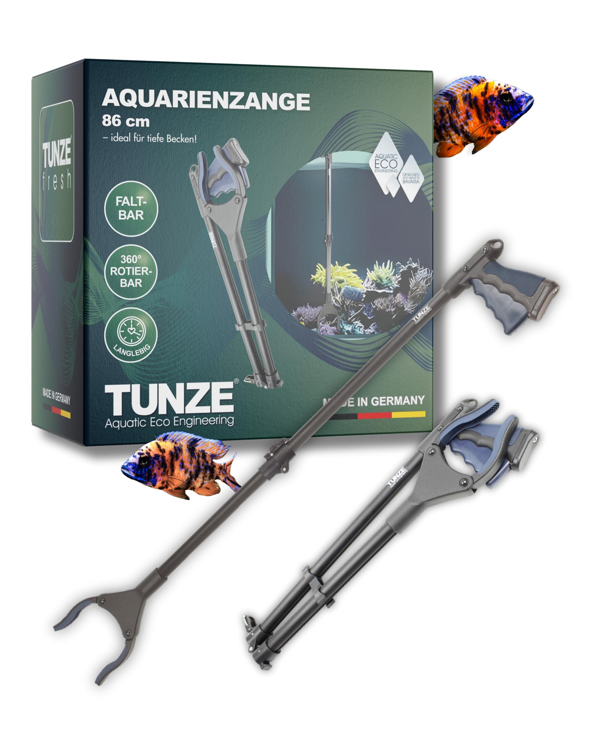 Tunze Aquarienzange 86 cm I langlebige Greifzange für Aquarien zum Heben von Gegenständen bis 2 kg I Aquarienpflege-Zange aus eloxiertem Aluminium I Zubehör für Süßwasseraquarien