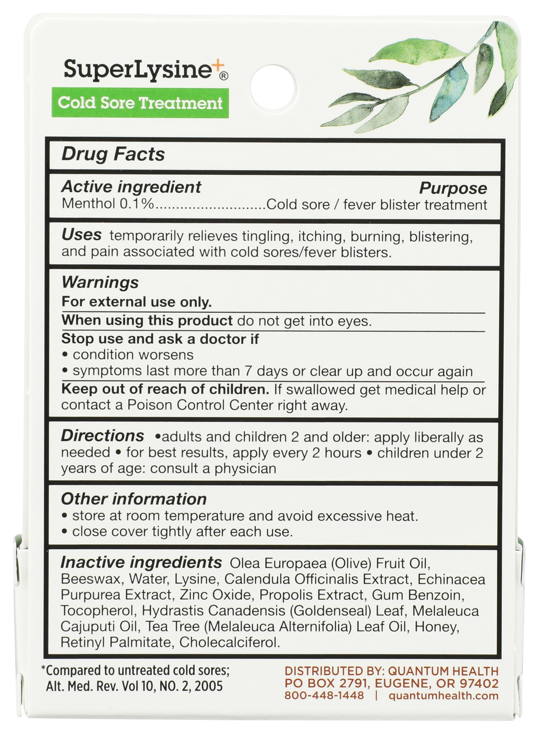 Quantum SuperLysine+ Cold Sore Treatment Ointment|Relieves Pain, Burning, and Itching|Cuts Healing Time in Half|0.25 Ounce thumbnail 2
