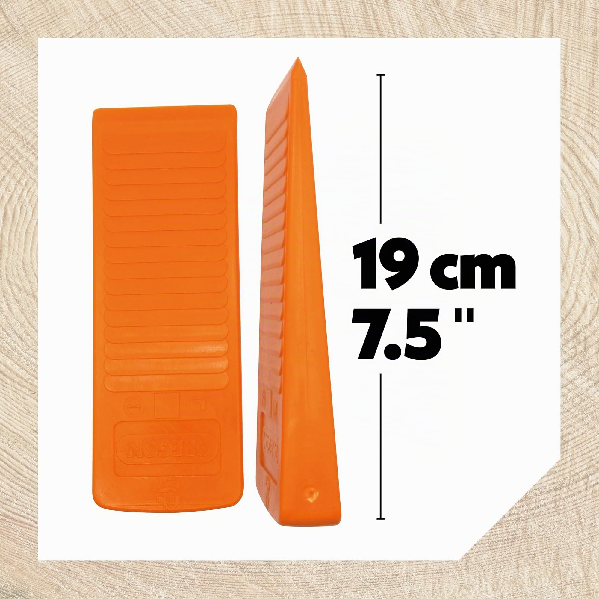 OREGON - Coin d'Abattage Professionnel, Coin d'Abattage 19 cm en Plastique, avec Crans & Rainures de Guidage, Equipement pour Coupe à la Tronçonneuse, Coin d'Abattage Professionnel, Fabriqué en Europe
