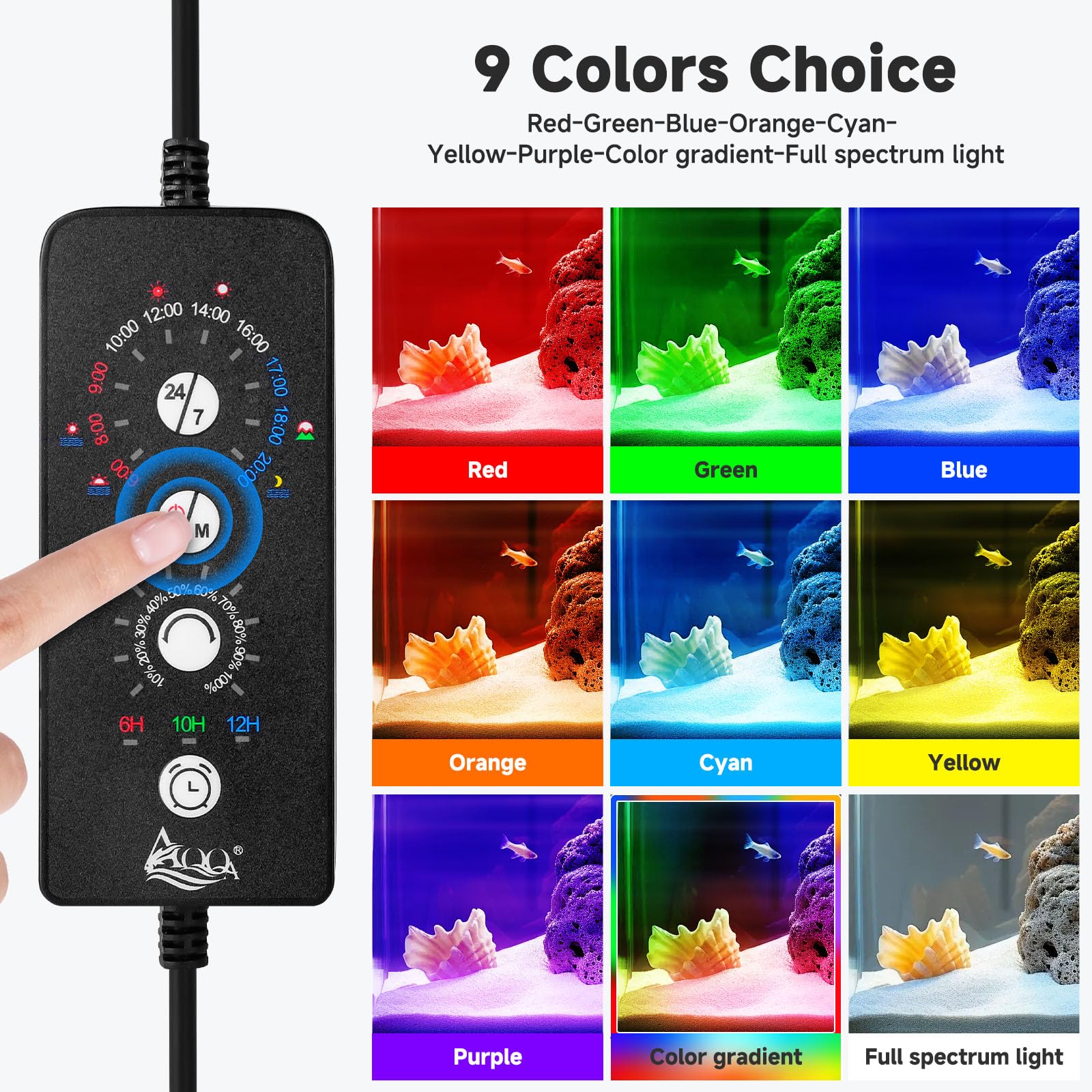 AQQA LED Aquarium Light, 24/7 Mode Clip on Fish Tank Light, DIY Mode Full Spectrum Aquarium Plant Light, Adjustable Timer/Brightness with Memory Function IP68 Waterproof (24W for 24-32 Inch Fish Tank) - image 3