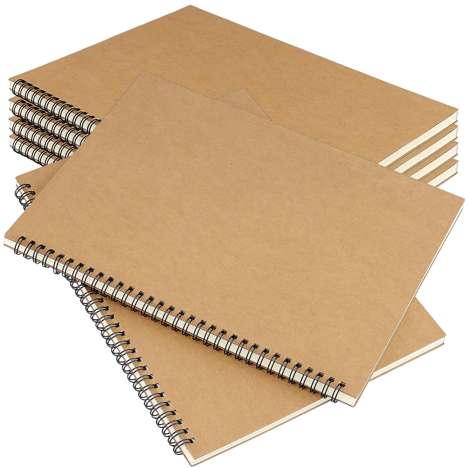 KEILEOHO 6 Quaderni A4 Puntinati, Blocco Note a Spirale con Copertina in Carta Kraft, 100 Fogli 200 Pagine, Carta 100 g/m², per Schizzi, Disegno e Appunti