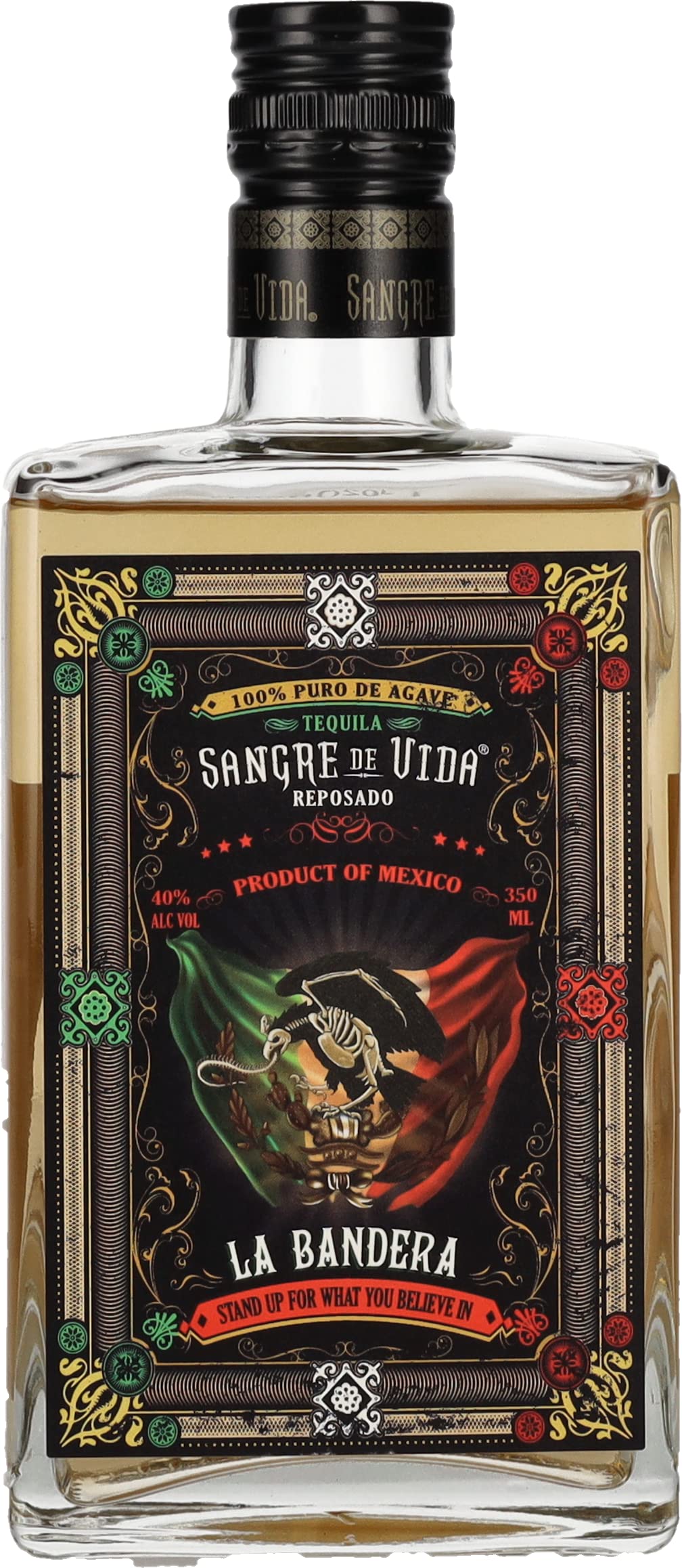 Sangre de Vida Loteria LA BANDERA Reposado Tequila 100% de Agave 40% Vol. 0,35l