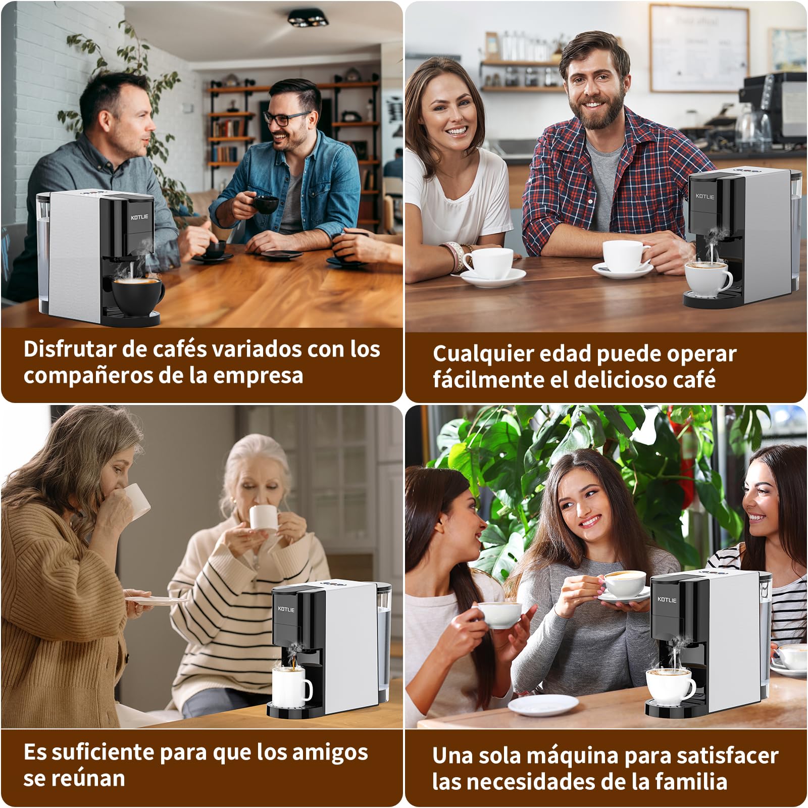 Cafetera Monocápsula 19 Bares, Compatible con Nespresso, Dolce Gusto, Café Molido y ESE, para Hogares u Oficinas, con Apagado Automático,Compacto,513K
