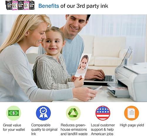 Miniatura 2 de Cartlee Cartuchos de tinta remanufacturados de repuesto para HP 63XL 63 XL para Envy 4512 4520 DeskJet 3632 2130 1110 1112 2132 3630 3634 3636 3637