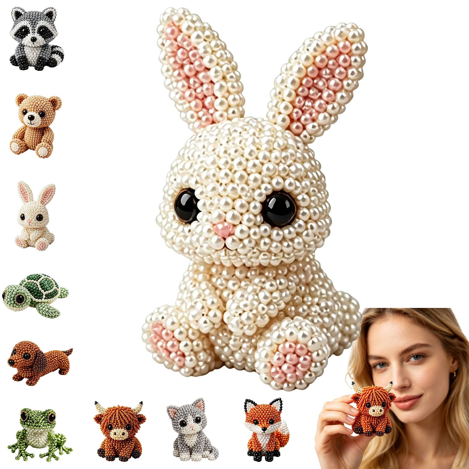 Kit de bricolaje de animales con cuentas 3D fácil de bordar para crear bonitos diseños
