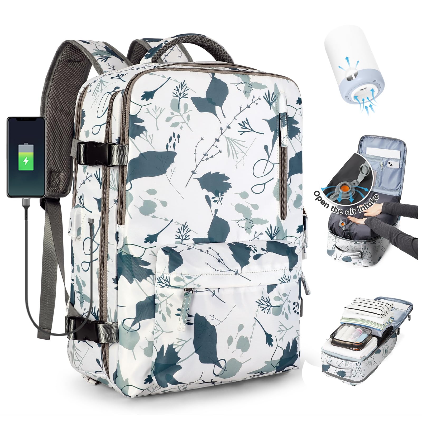 SZLX Vacuum Backpack Travel with Pump Travel Backpack Women Men Cabin Bags Flight Approved Carry-on Personal Item Travel Bag