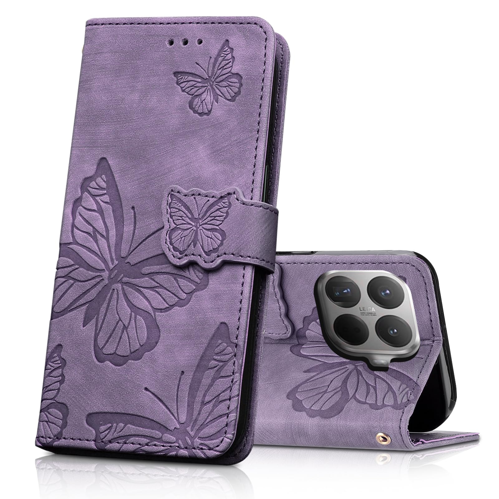 CXTcase Handyhülle für Xiaomi 15T Pro 2025 Hülle,Schutzhülle Flip Case,PU Leder Magnetische Schmetterlings Lederhülle Tasche für Xiaomi 15T Pro, Lila