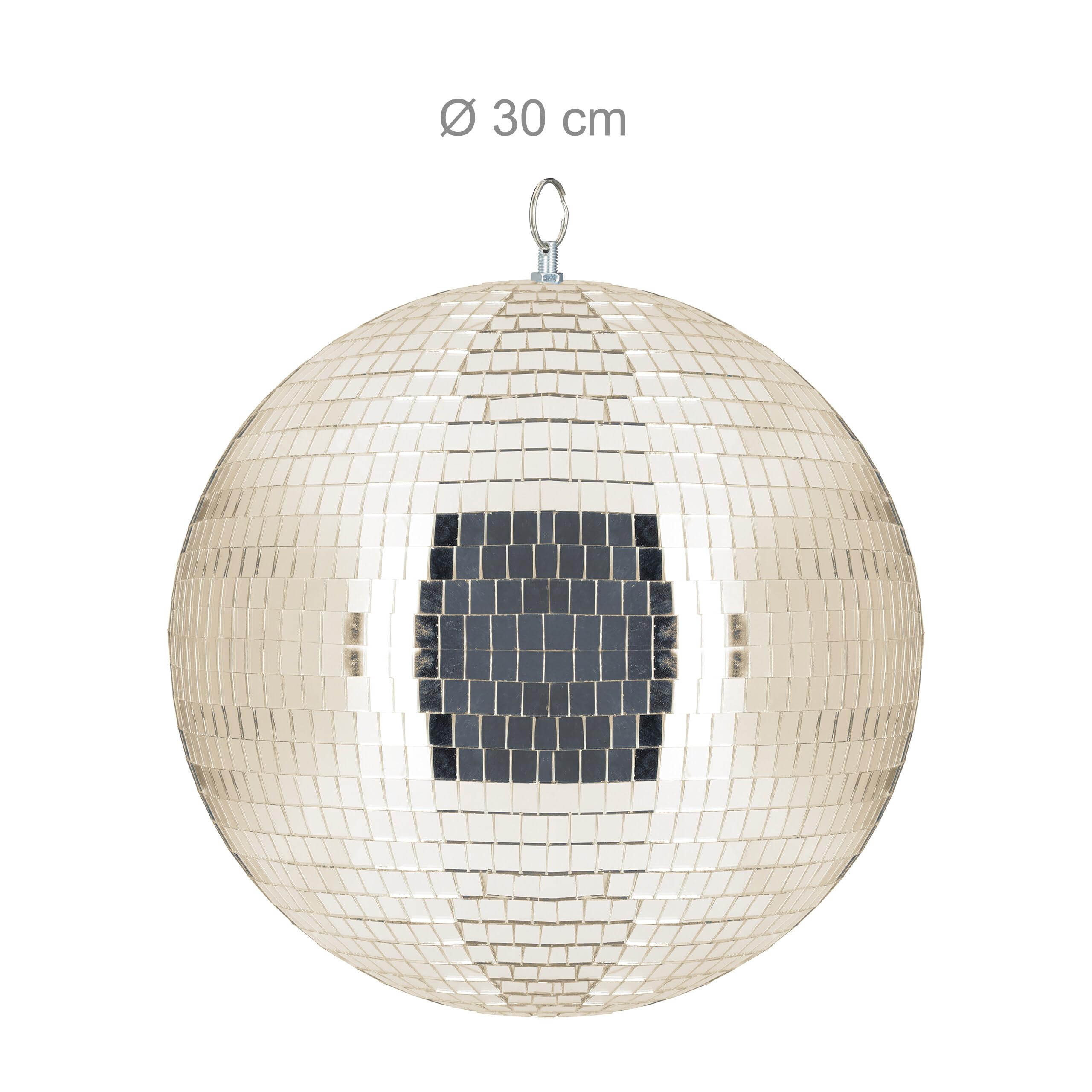 Relaxdays Boule disco, Ø 30 cm, boule déco à suspendre avec œillet métal, boule de fête, champagne