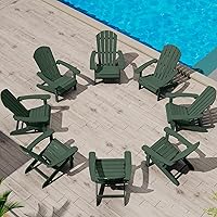Vista 80 de YEFU Silla Adirondack Resistente a la Intemperie: Sillas Adirondack de Plástico - Sillas de Patio con Portavasos y Textura de Madera - Silla