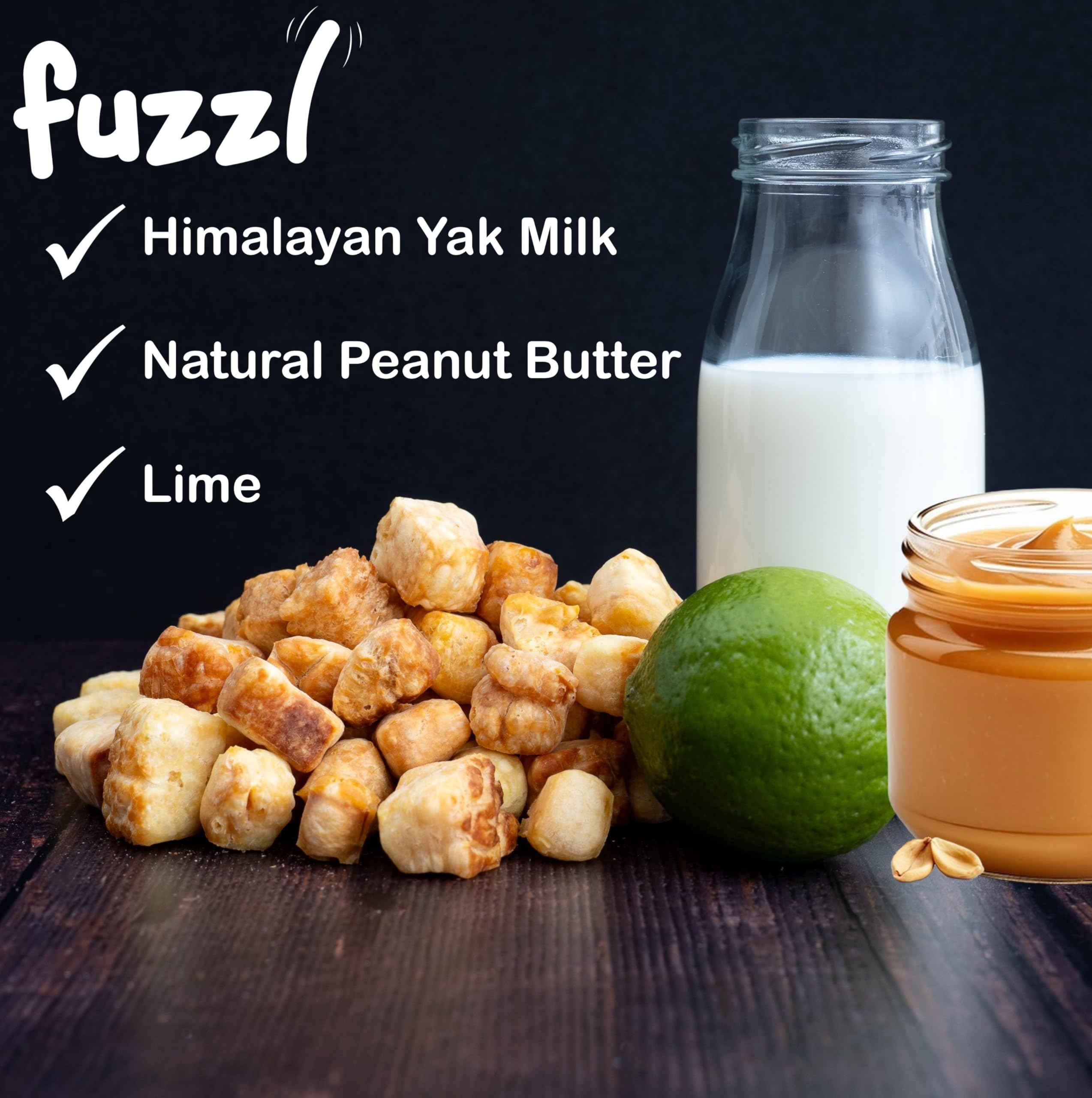 Fuzzl Peanut Butter Natural Yak Chew Bites 120g Large Pack Premium Dog Treats and Himalayan Milk Natural Long Lasting Dog Training Treats Yak Chews for Dogs Healthy Chews - Image 2